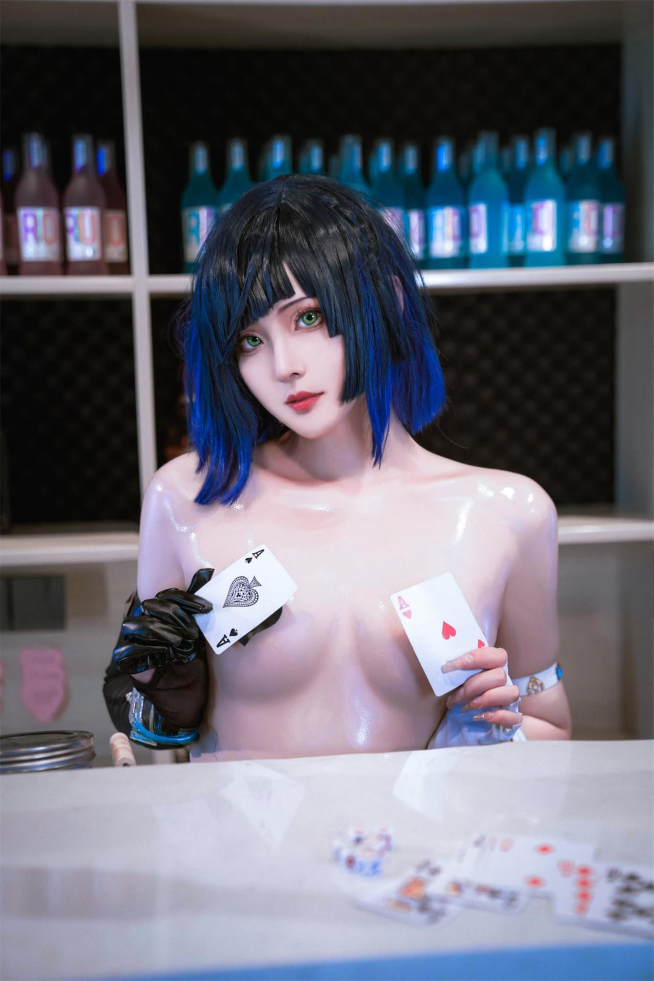 [cosplay] Natsuko夏夏子 - Nguyên Thần Yelan bunny girl: quán bar, tất đen, xẻ cao, tái hiện quy mô lớn 74P1V