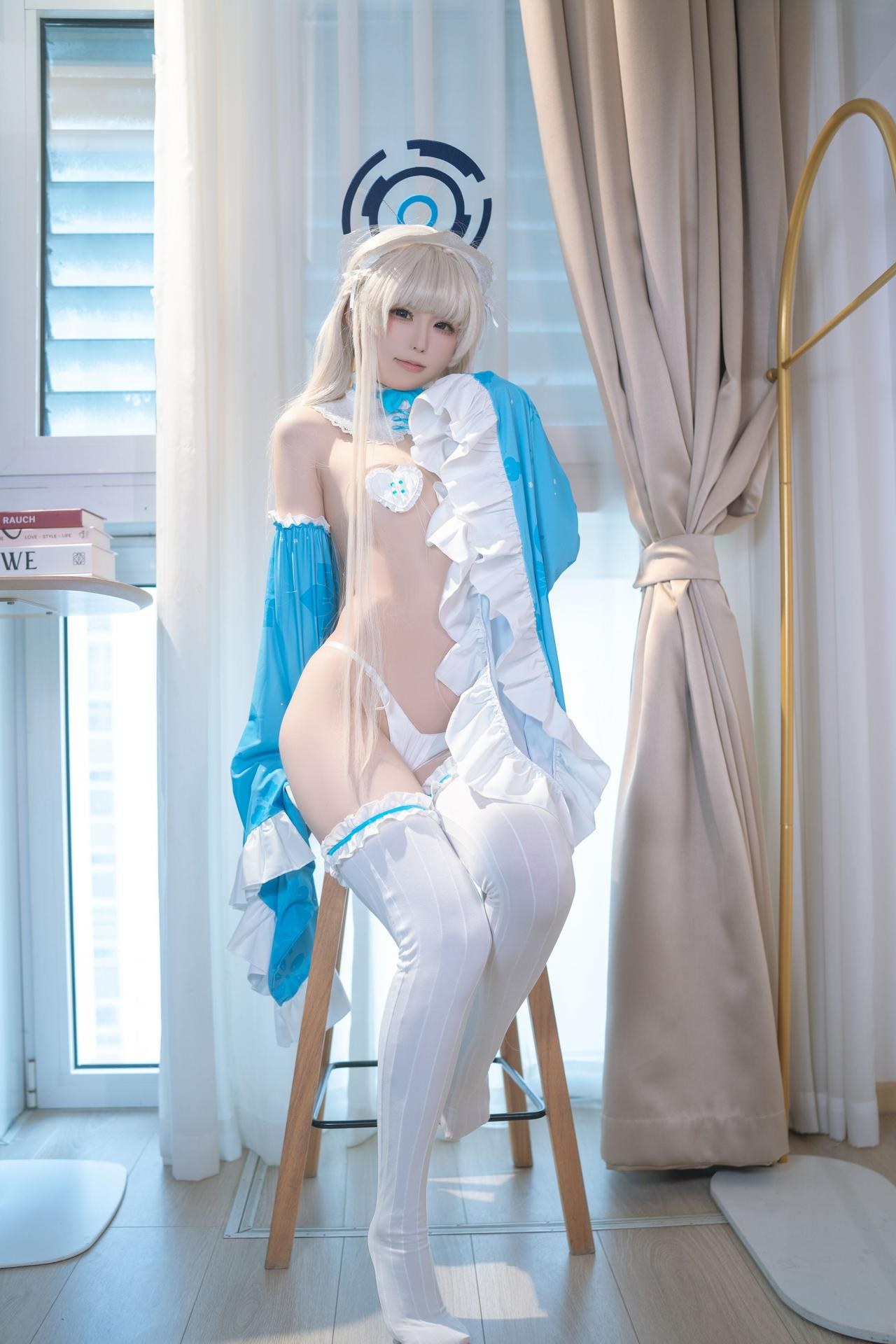 [cosplay] Quan冉有点饿 - 飛鳥馬時和服浴衣：白絲高衩翹臀大尺度還原 69P