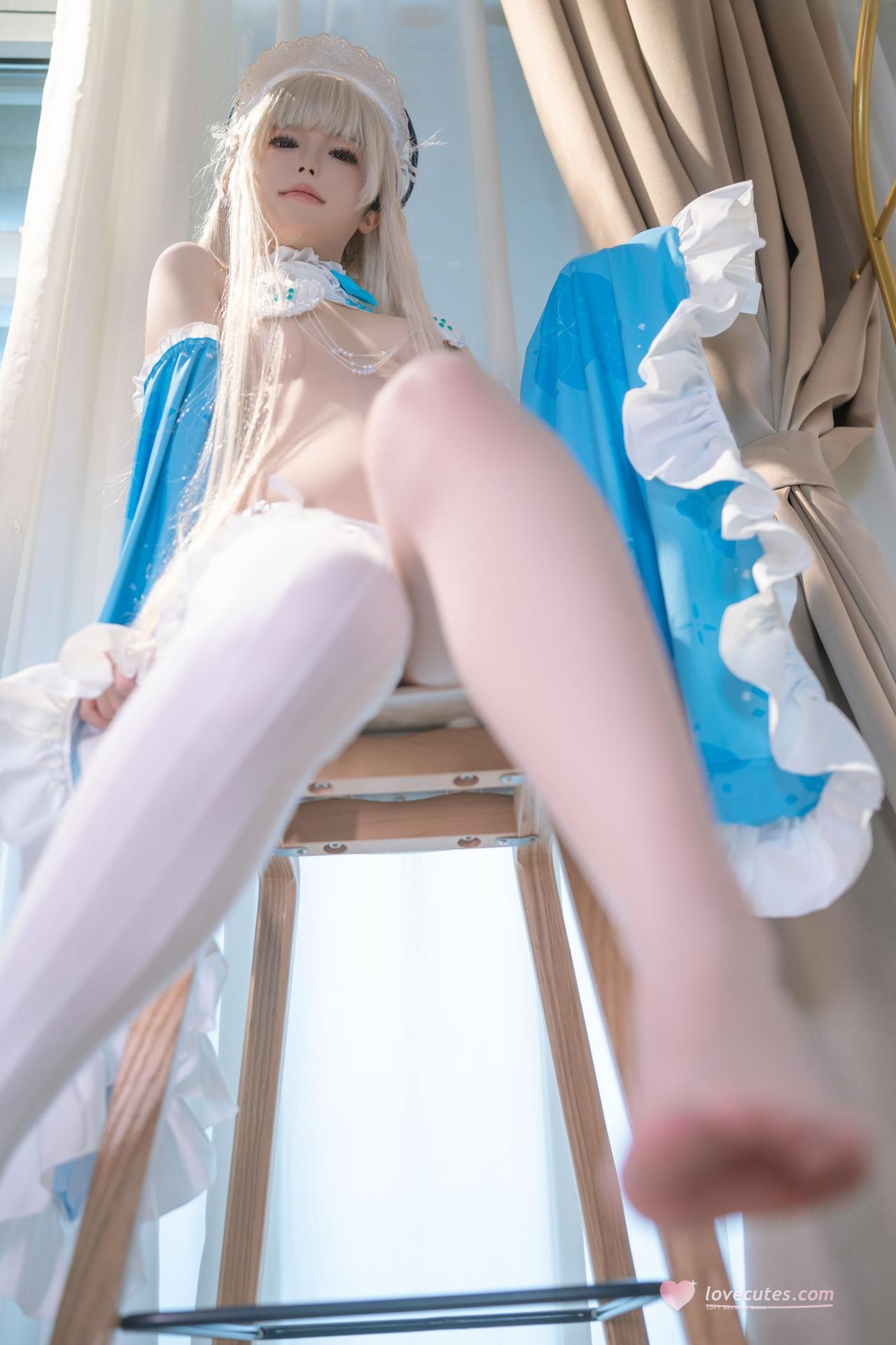 [cosplay] Quan Ran is a bit hungry - Asuma Toki kimono yukata: white stockings, high-slit, lifted butt, large-scale recreation 69P