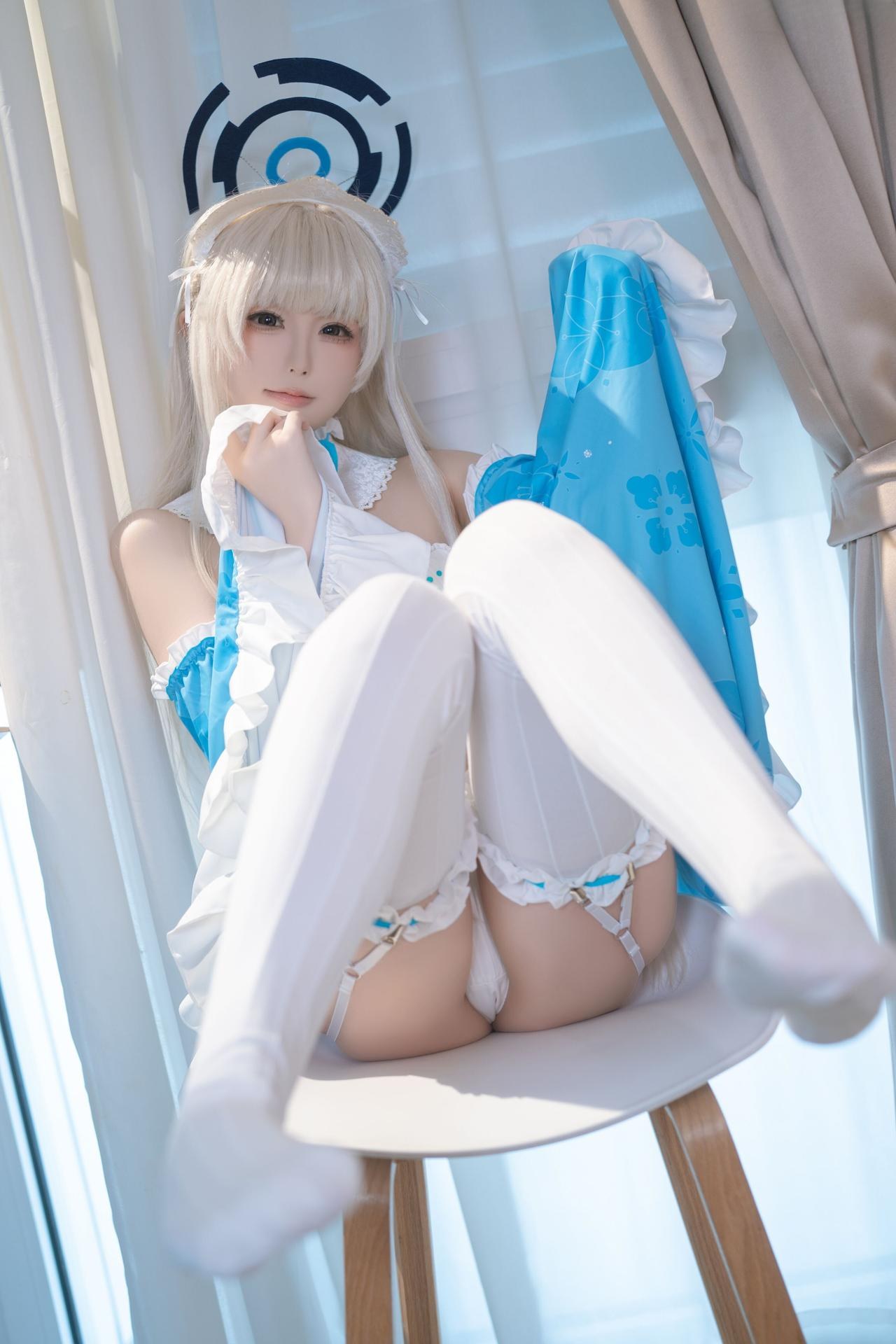 [cosplay] Quan Ran is a bit hungry - Asuma Toki kimono yukata: white stockings, high-slit, lifted butt, large-scale recreation 69P