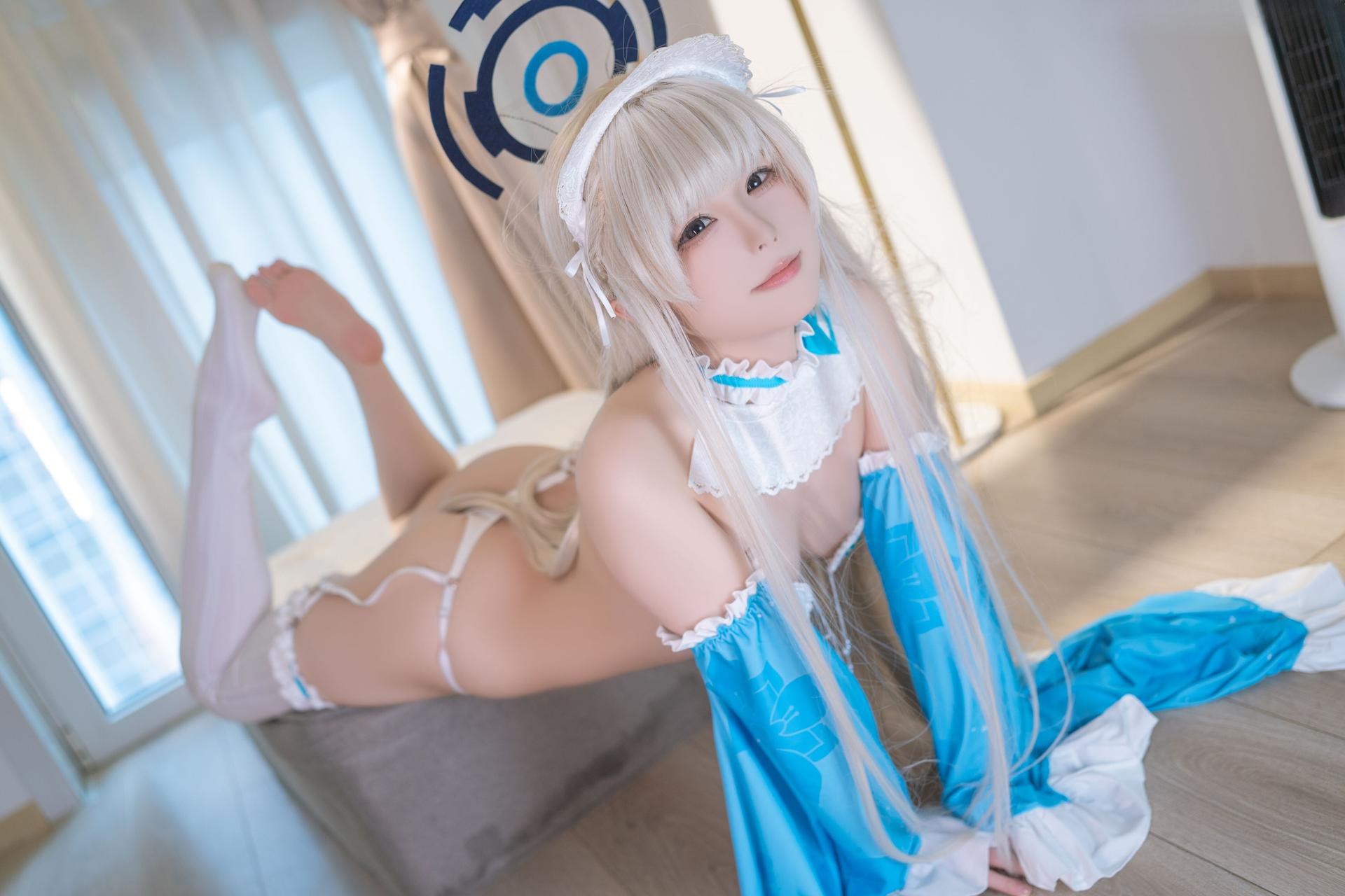 [cosplay] Quan Ran is a bit hungry - Asuma Toki kimono yukata: white stockings, high-slit, lifted butt, large-scale recreation 69P