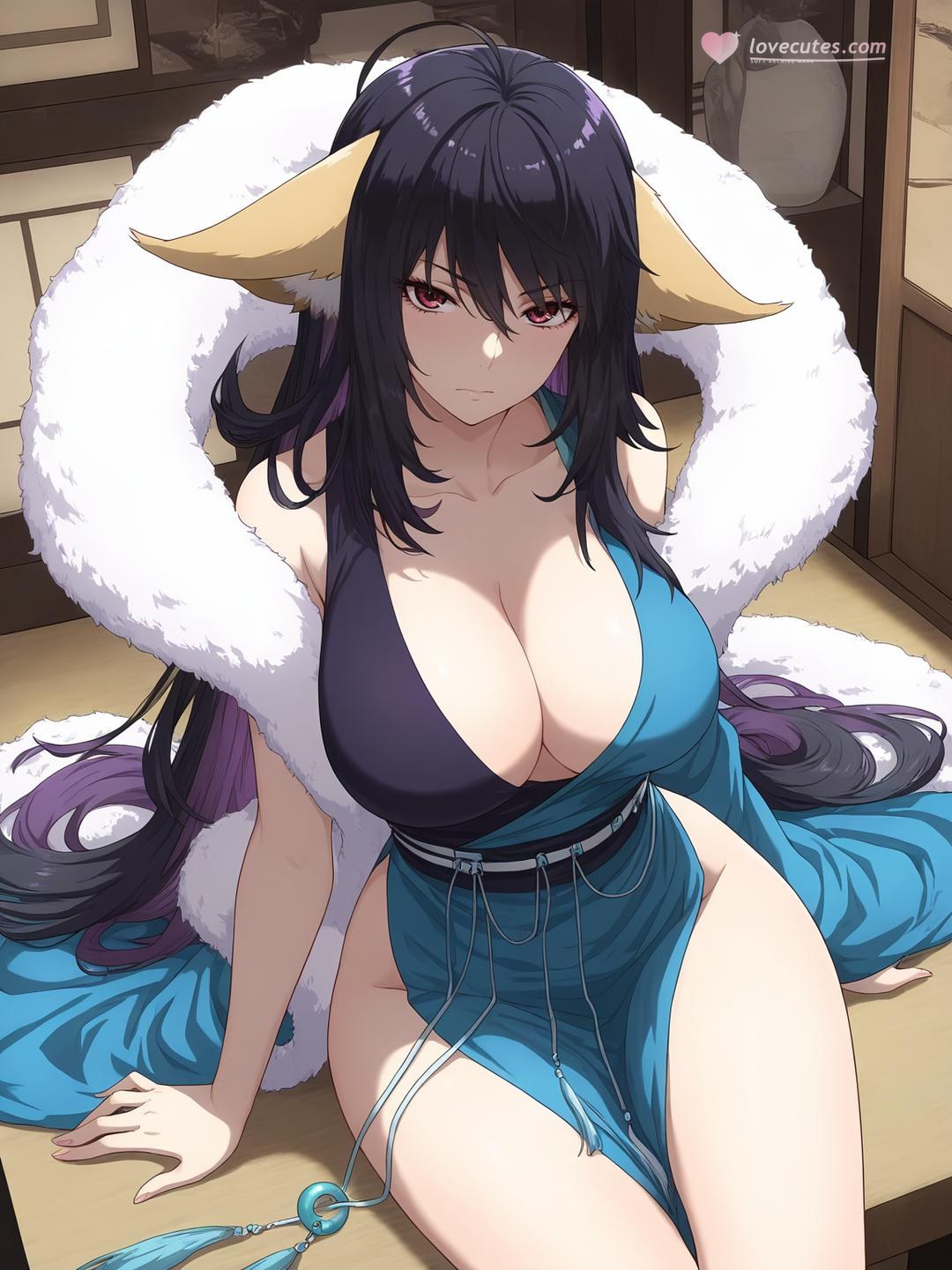 AI Generated Anime Girl - 涂山雅雅 Vol.1：黑丝床拍露穴 128P