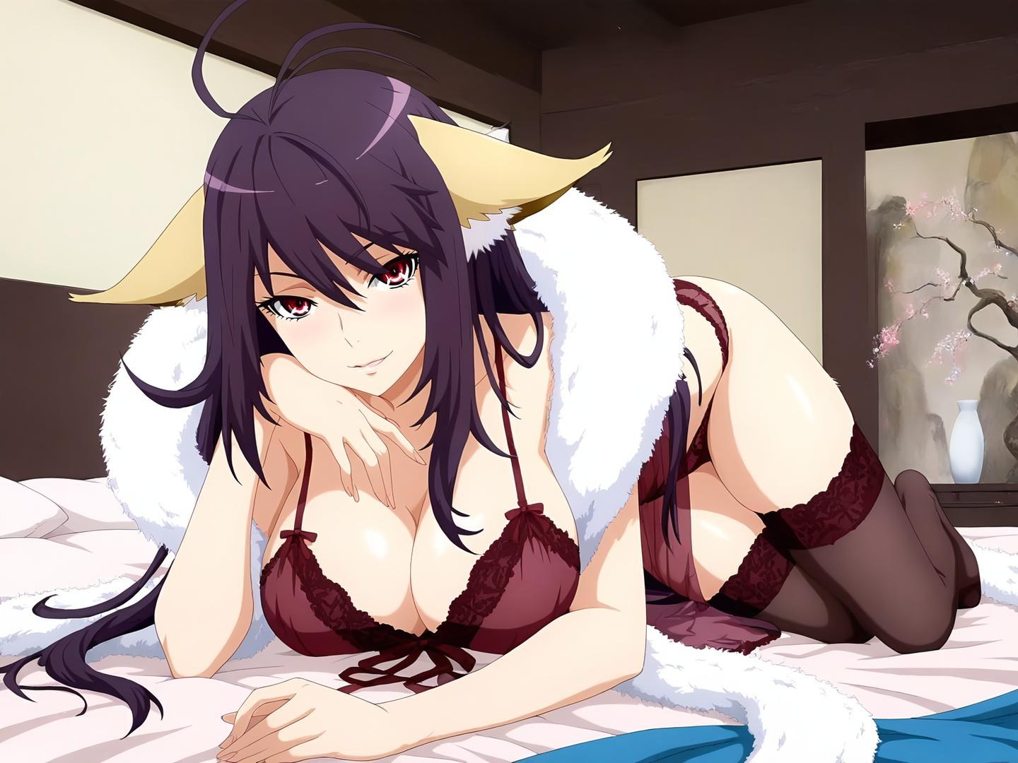 AI Generated Anime Girl - Tu Shan Yaya Vol.1: Black Stockings Bedroom Shot Revealing Intimate Area 128P