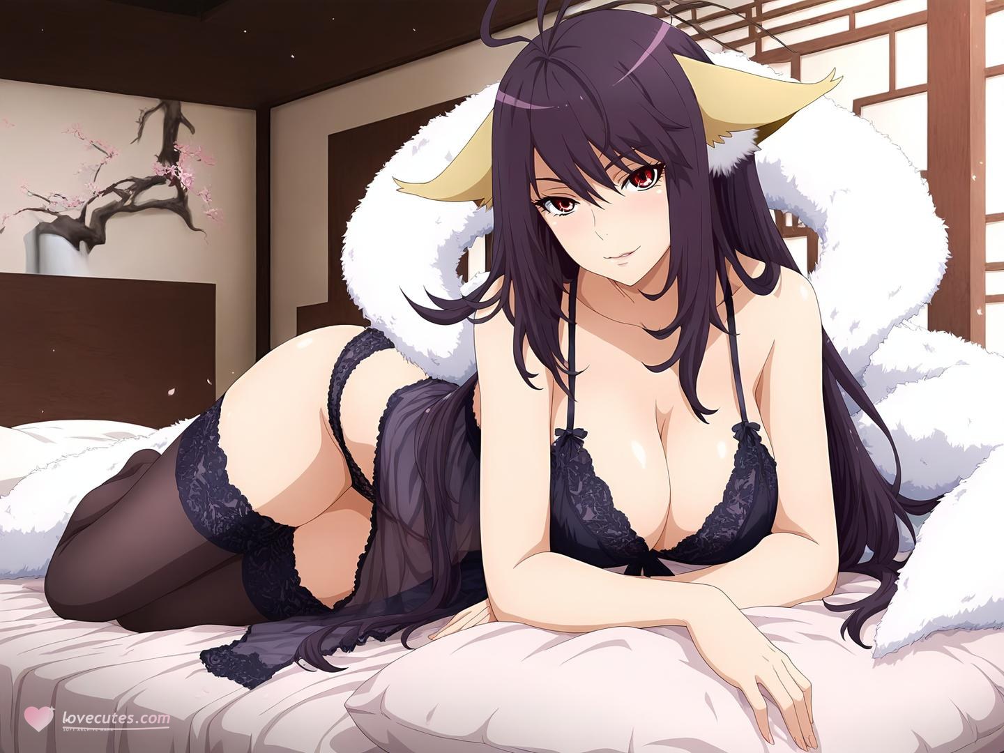 AI Generated Anime Girl - Tu Shan Yaya Vol.1: Black Stockings Bedroom Shot Revealing Intimate Area 128P