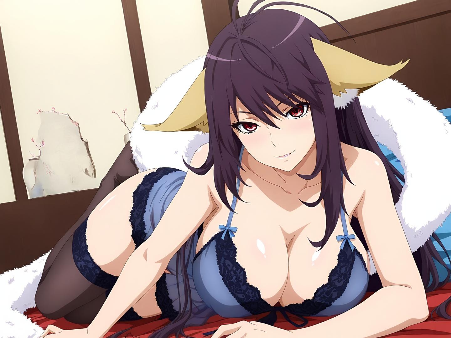 AI Generated Anime Girl - Tu Shan Yaya Vol.1: Black Stockings Bedroom Shot Revealing Intimate Area 128P