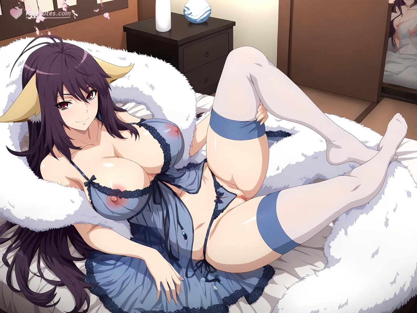 AI Generated Anime Girl - 涂山雅雅 Vol.1：黑丝床拍露穴 128P