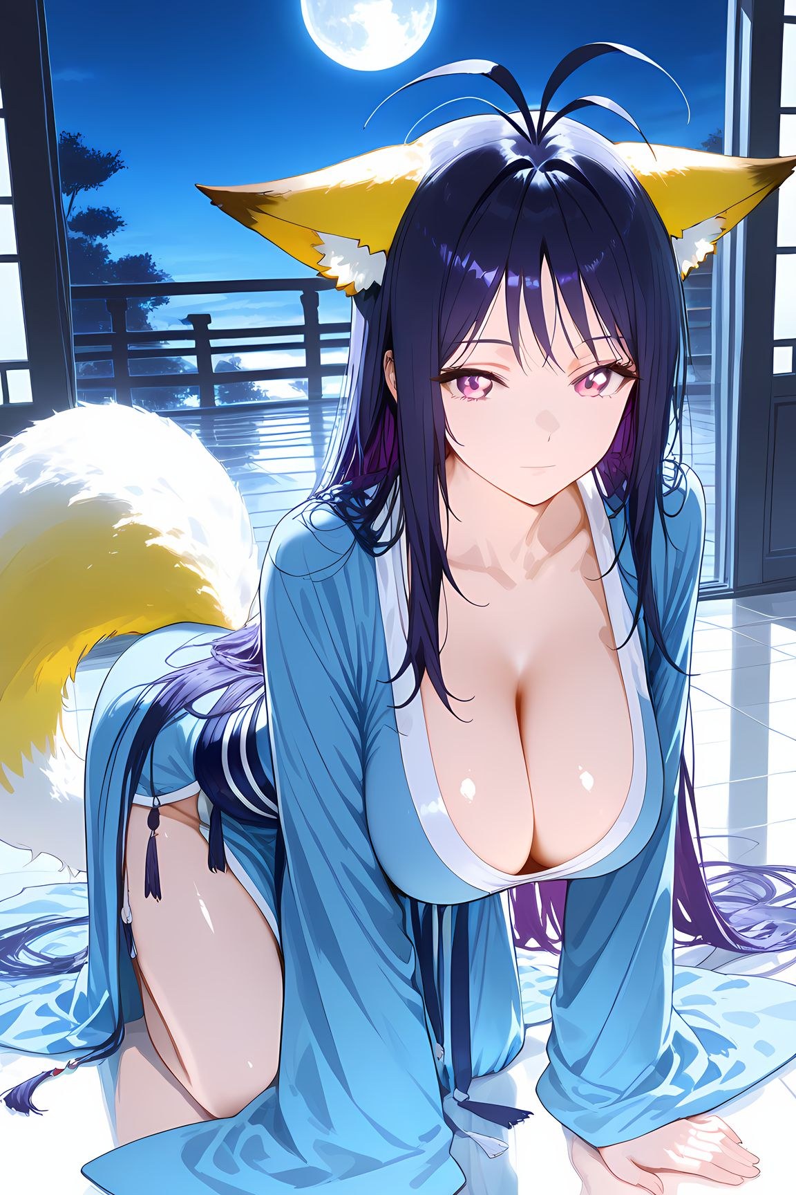 AI Generated Anime Girl - 涂山雅雅 Vol.2：ผมดำ ภาพในห้องแบบส่วนตัว โชว์ช่องคลอด 95P