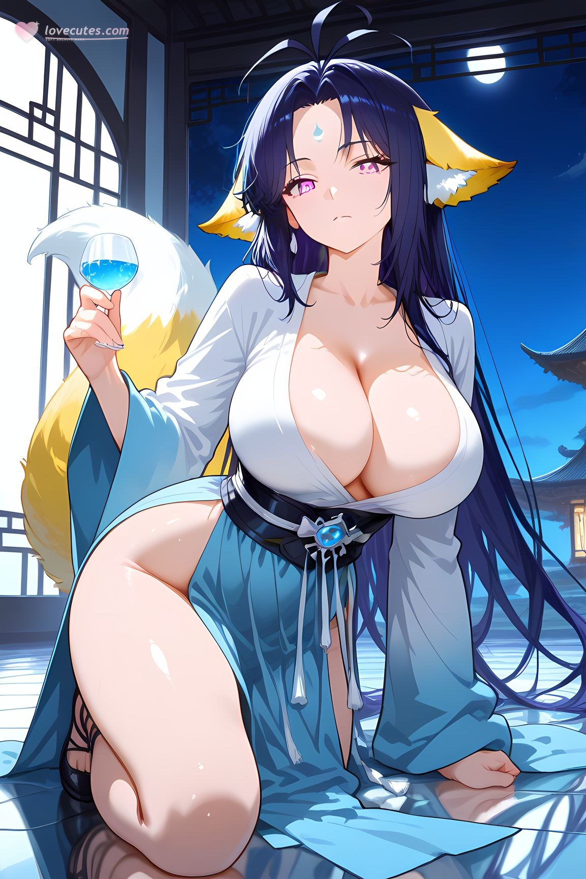 AI Generated Anime Girl - 涂山雅雅 Vol.2：ผมดำ ภาพในห้องแบบส่วนตัว โชว์ช่องคลอด 95P