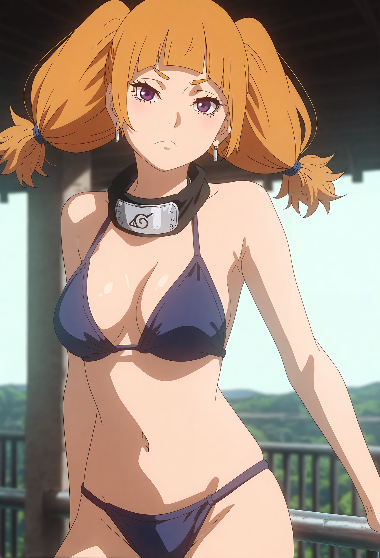 AI Generated Anime Girl - Naruto Kazamatsuri Moegi: White Stockings Lace Lingerie Explicit Pose 34P