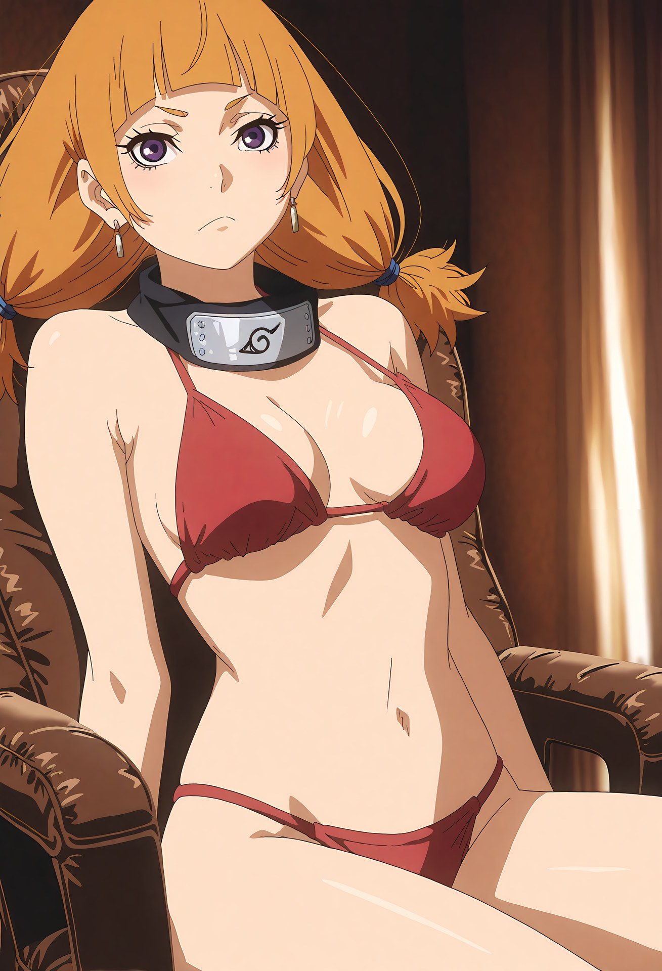 AI Generated Anime Girl - Naruto Kazamatsuri Moegi: White Stockings Lace Lingerie Explicit Pose 34P