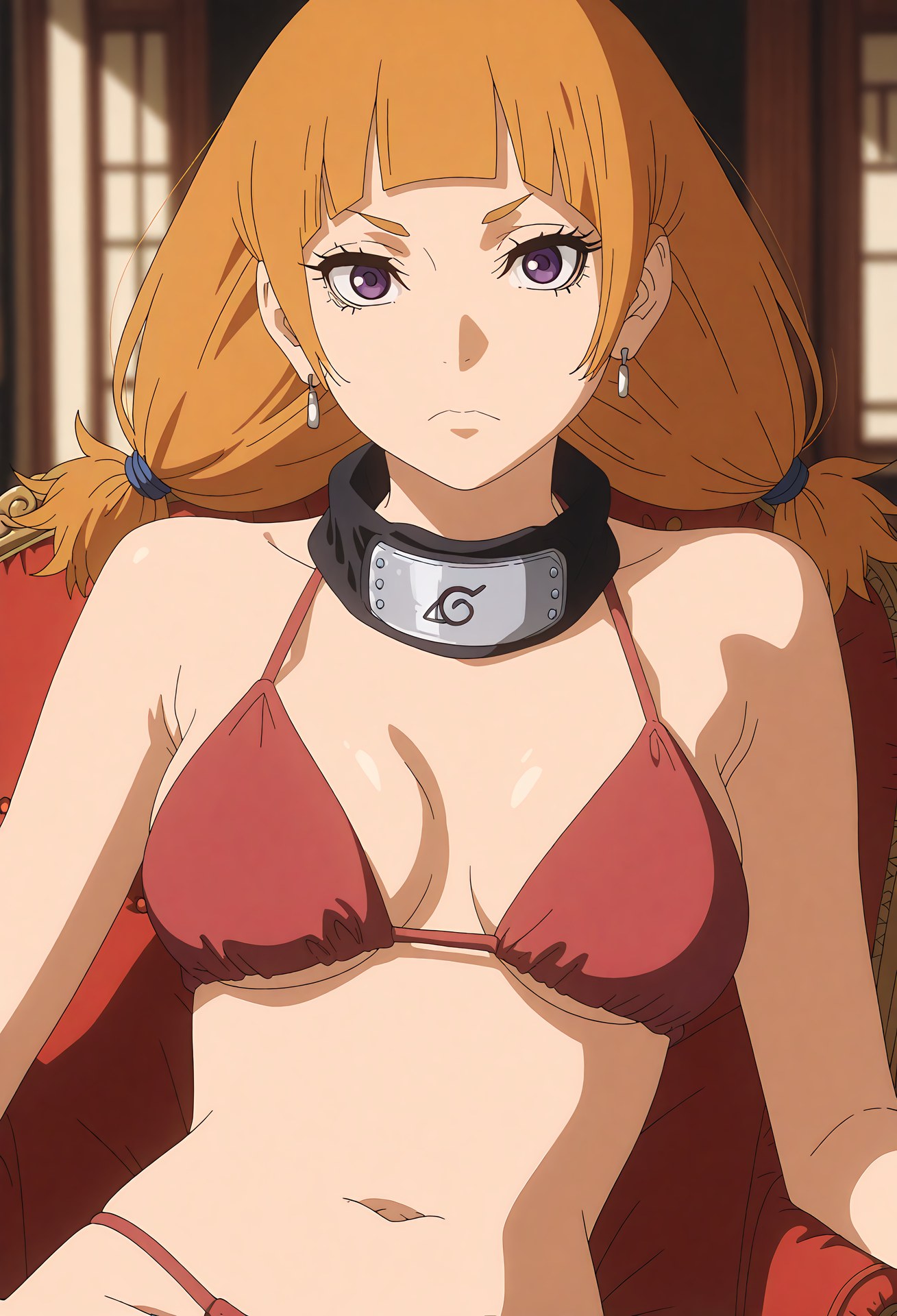 AI Generated Anime Girl - Naruto Kazamatsuri Moegi: White Stockings Lace Lingerie Explicit Pose 34P