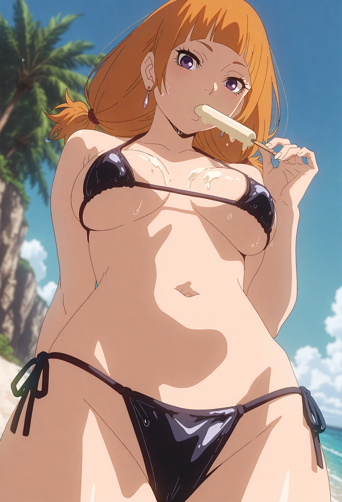AI Generated Anime Girl - 火影忍者 风祭萌黄：白丝蕾丝内衣露穴 34P