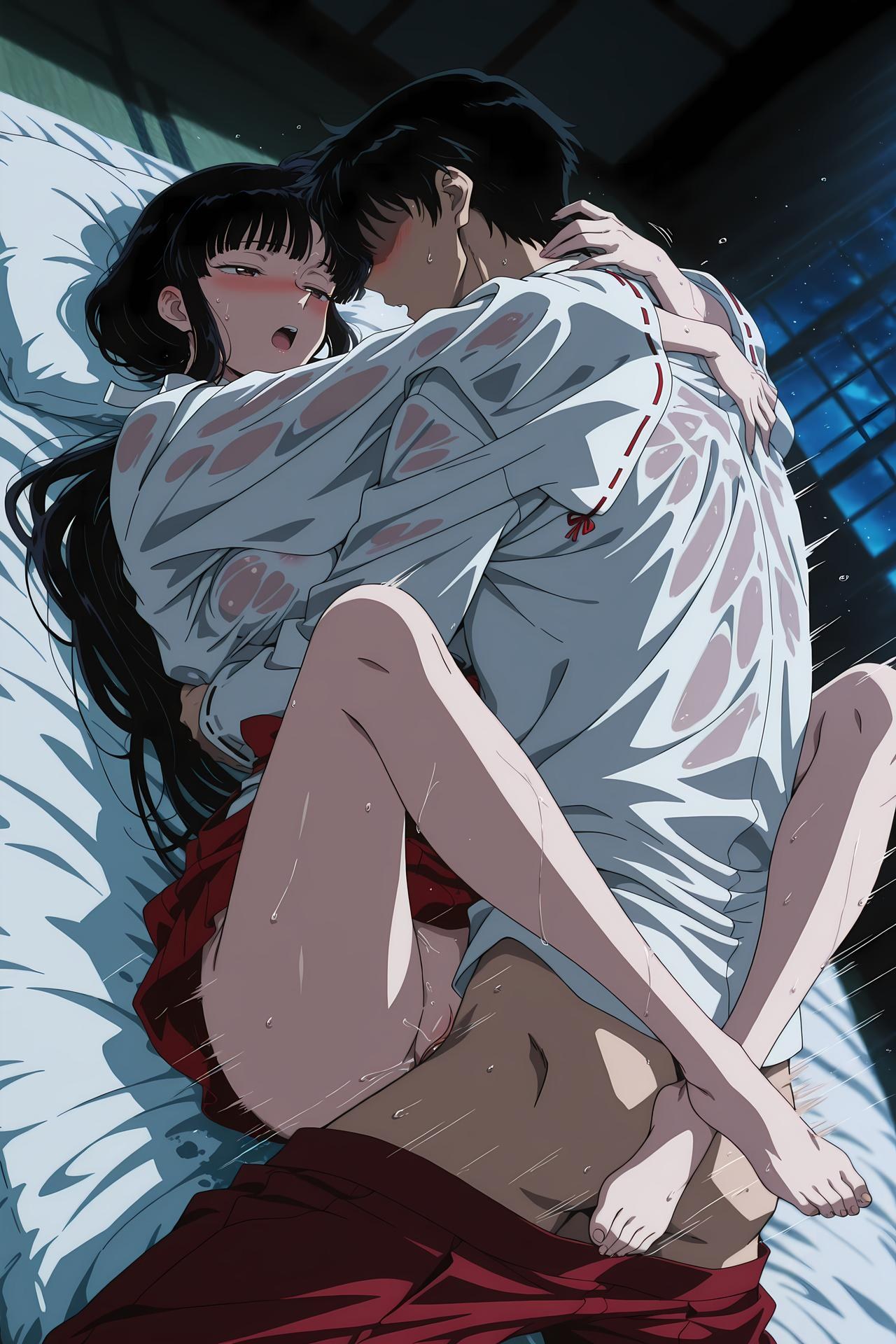 AI Generated Anime Girl - 犬夜叉 桔梗：学生装床拍露穴 85P