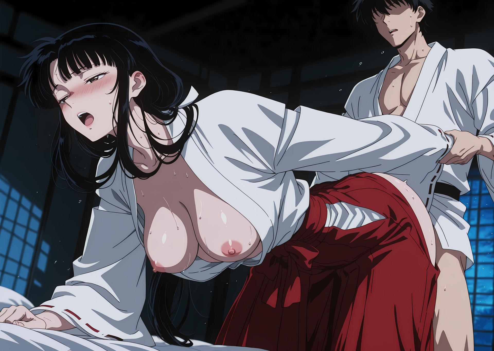 AI Generated Anime Girl - 犬夜叉 桔梗：学生装床拍露穴 85P