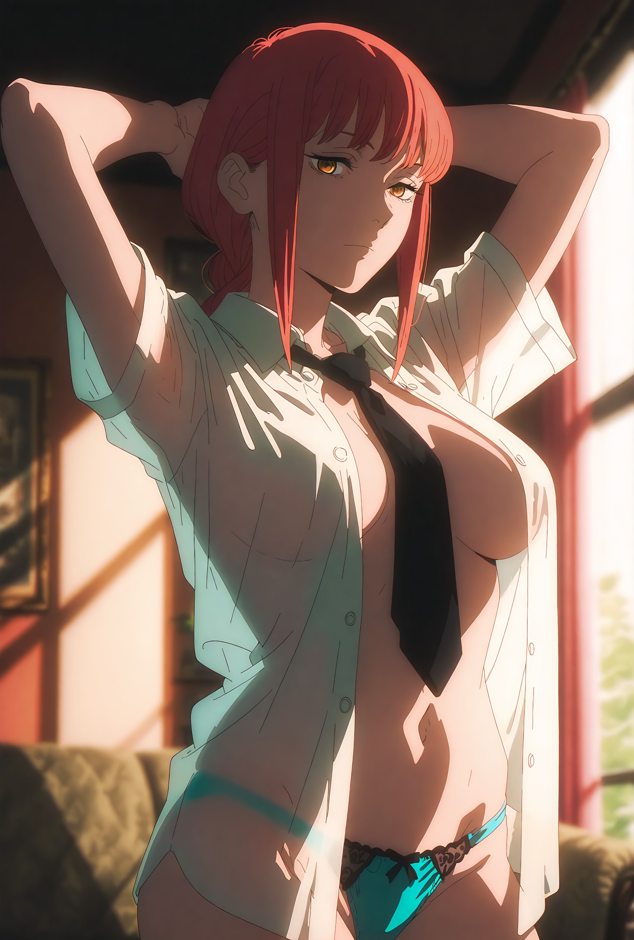 AI Generated Anime Girl - 电锯人 玛奇玛：泳装办公室露穴 48P