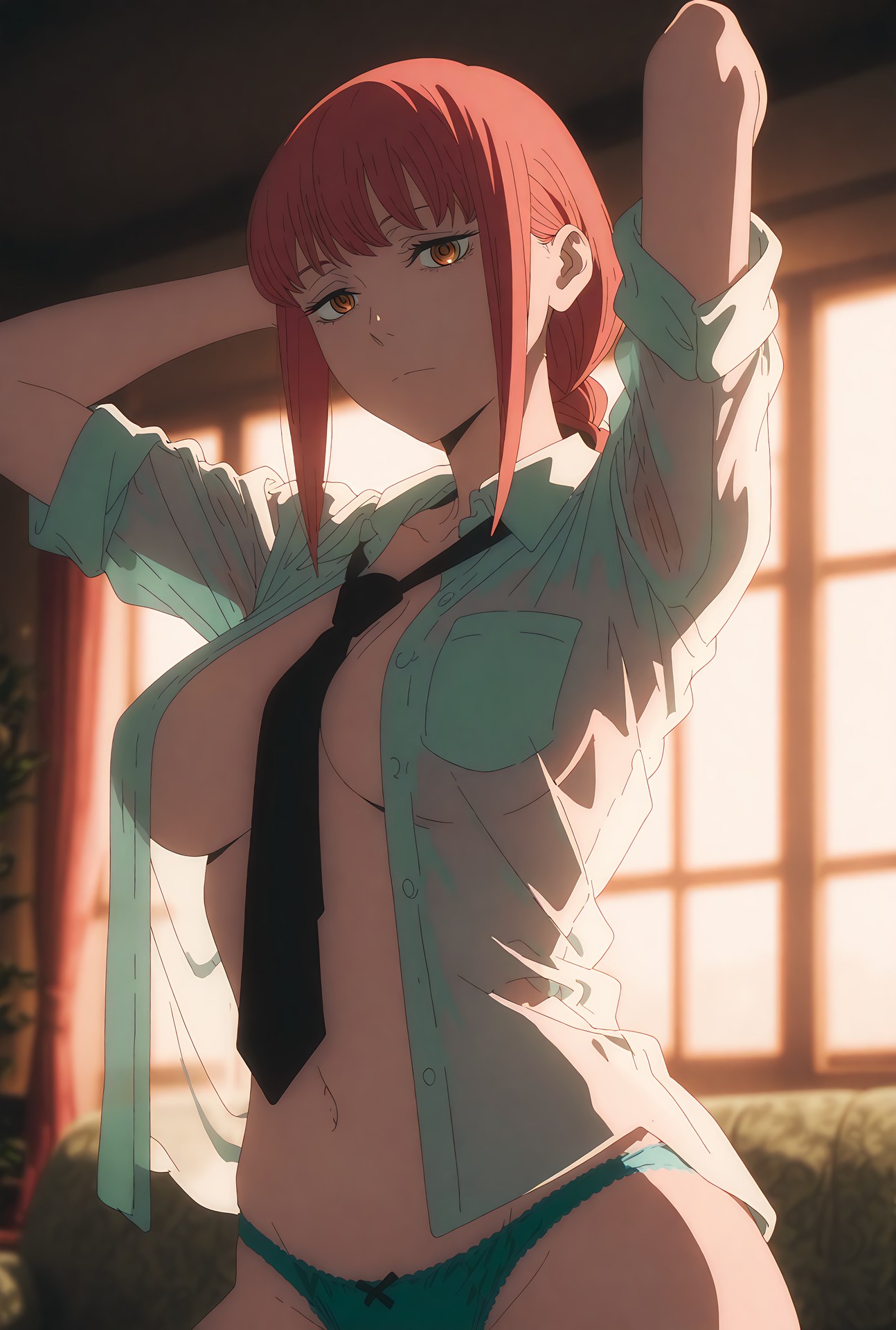 AI Generated Anime Girl - 电锯人 玛奇玛：泳装办公室露穴 48P