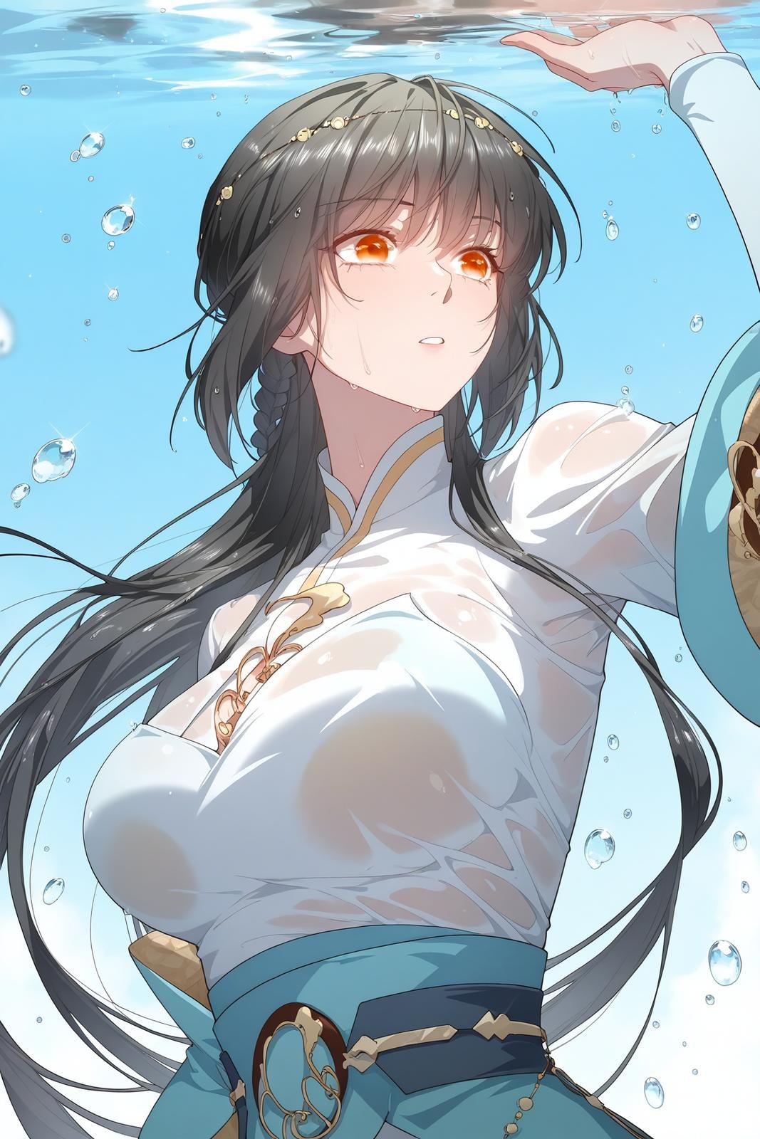 AI Generated Anime Girl - 秋无际：ถ่ายบนเตียงในชุดถุงน่องดำ โชว์จุดซ่อนเร้น 112P