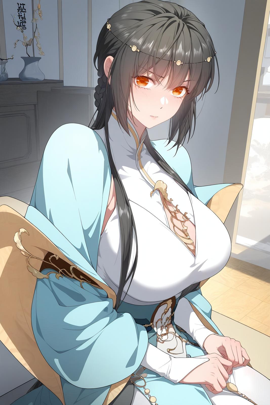 AI Generated Anime Girl - 秋无际：ถ่ายบนเตียงในชุดถุงน่องดำ โชว์จุดซ่อนเร้น 112P