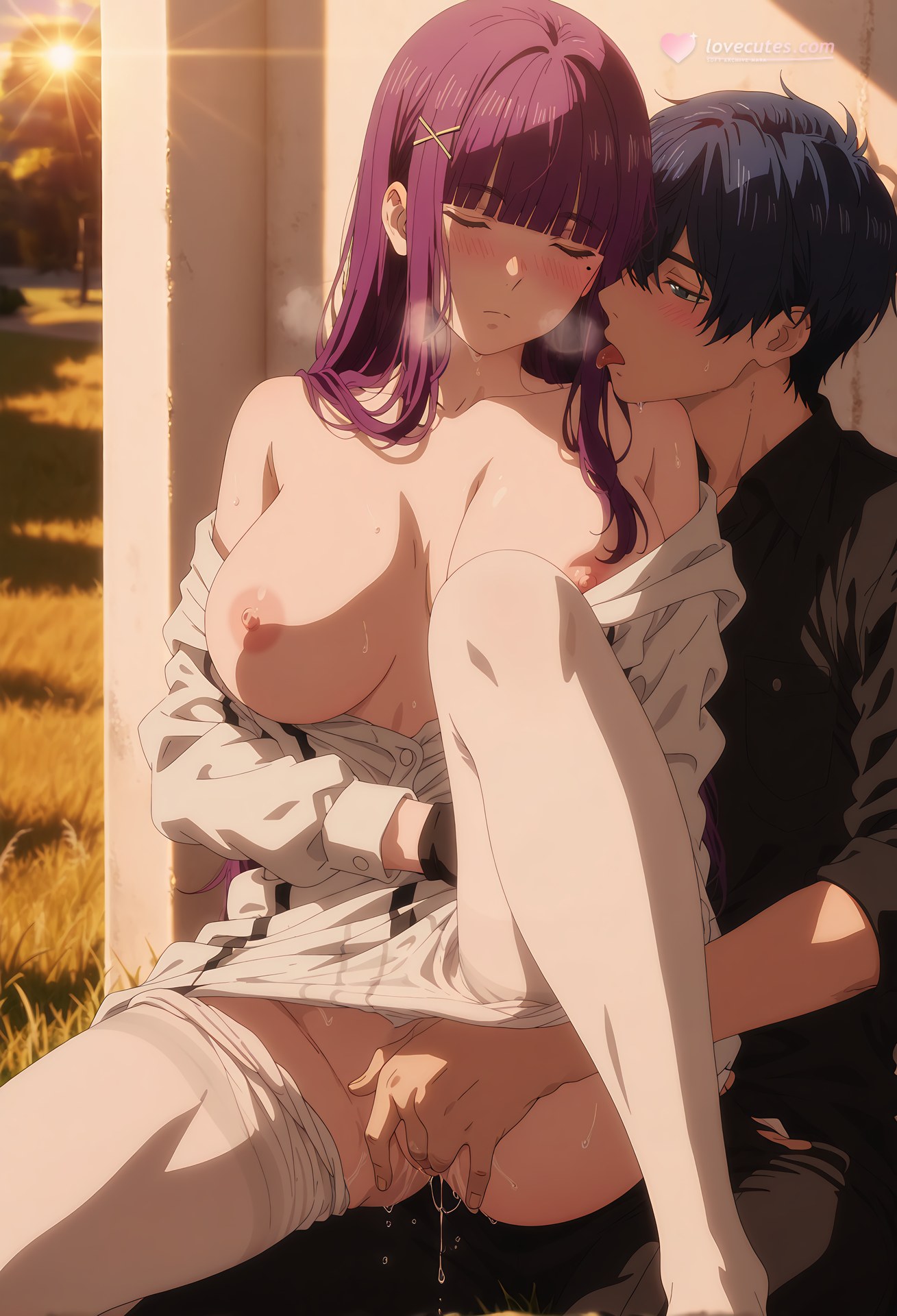 AI Generated Anime Girl - World's End Harem Suou Mira: Black Stockings Bathroom Exposed Hole 33P