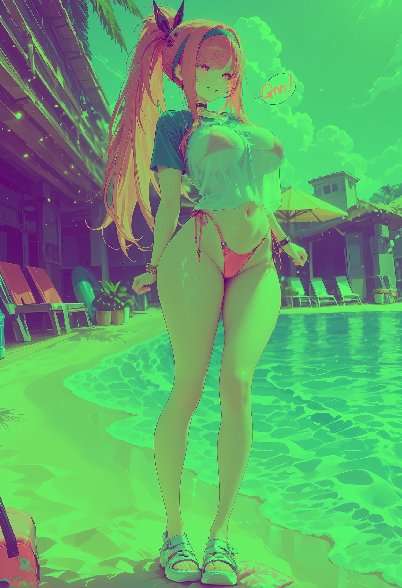 AI Generated Anime Girl - 胜利女神：妮姬 拉毗：ชุดรัดรูป ถ่ายส่วนตัว โชว์อวัยวะเพศ 100P