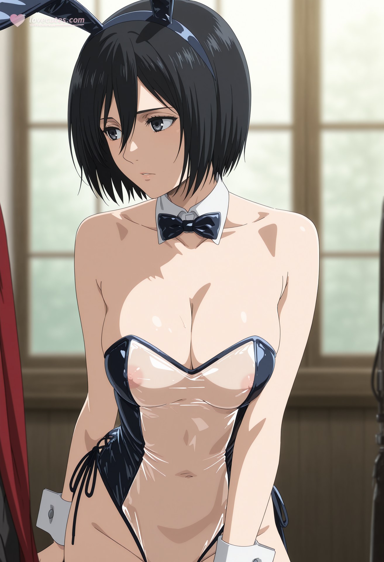 AI Generated Anime Girl - 進擊的巨人 三笠·阿克曼：白絲蕾絲內衣浴室露點 124P