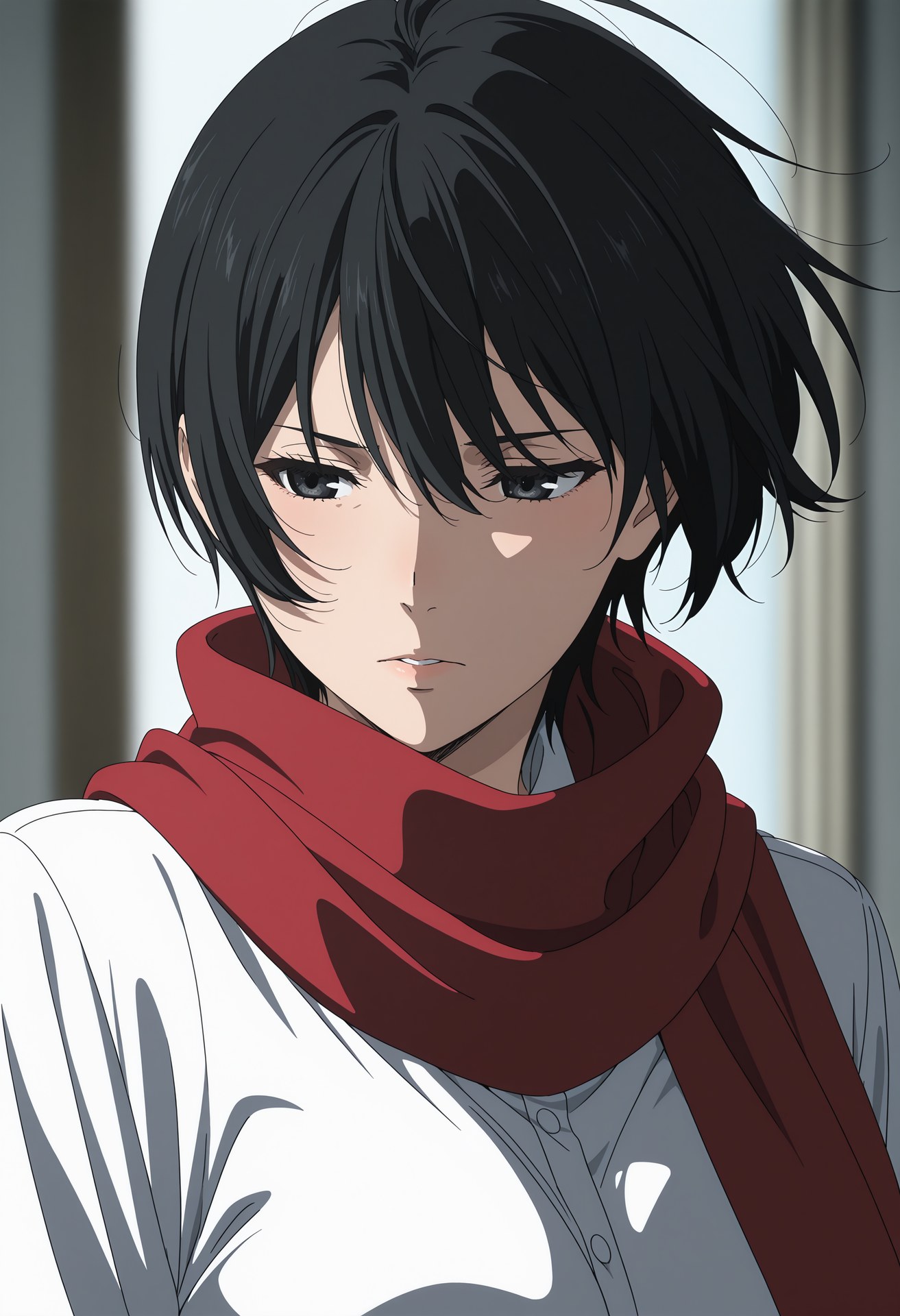 AI Generated Anime Girl - 進擊的巨人 三笠·阿克曼：白絲蕾絲內衣浴室露點 124P