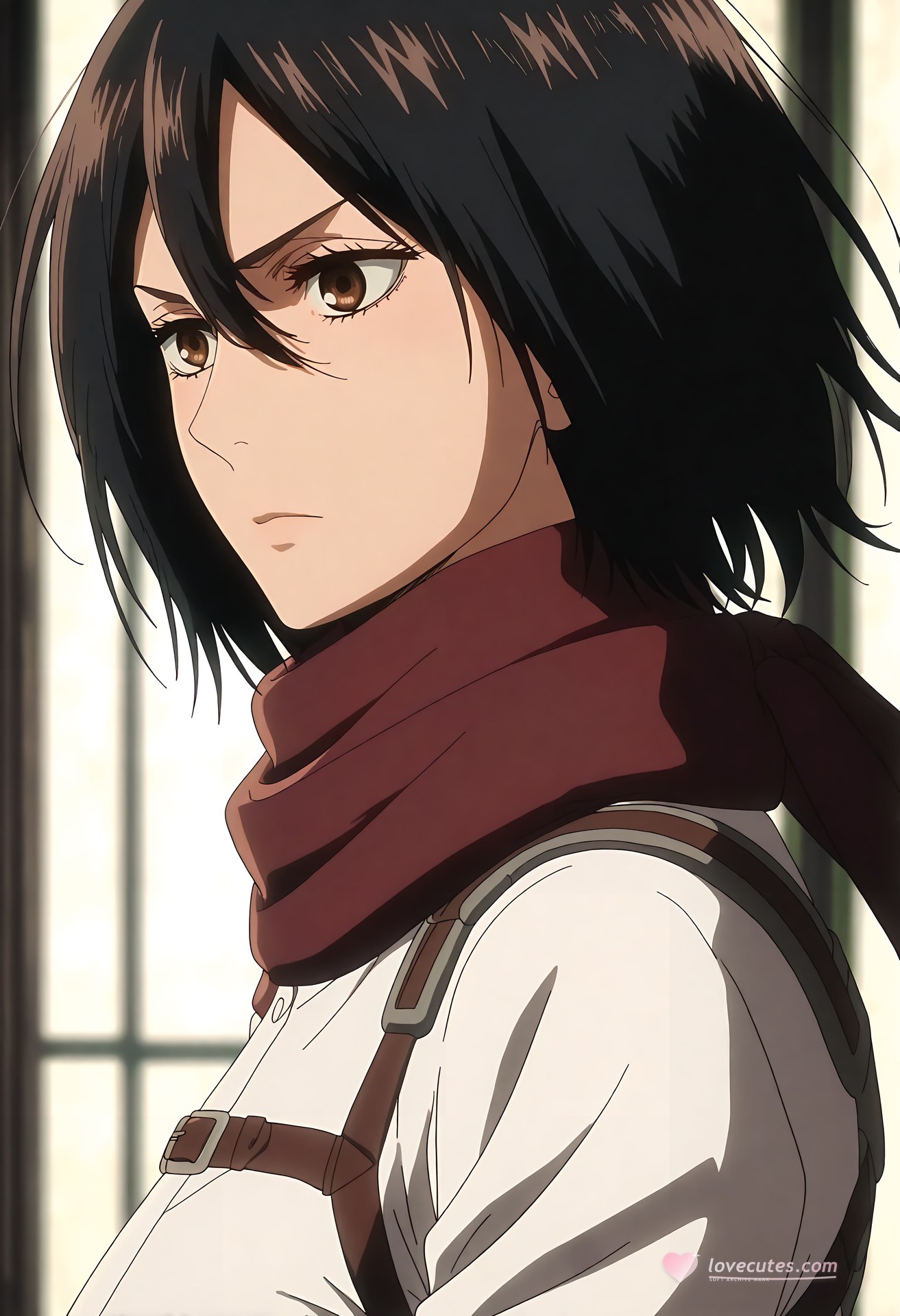 AI Generated Anime Girl - 进击的巨人 三笠·阿克曼：白丝蕾丝内衣浴室露点 124P