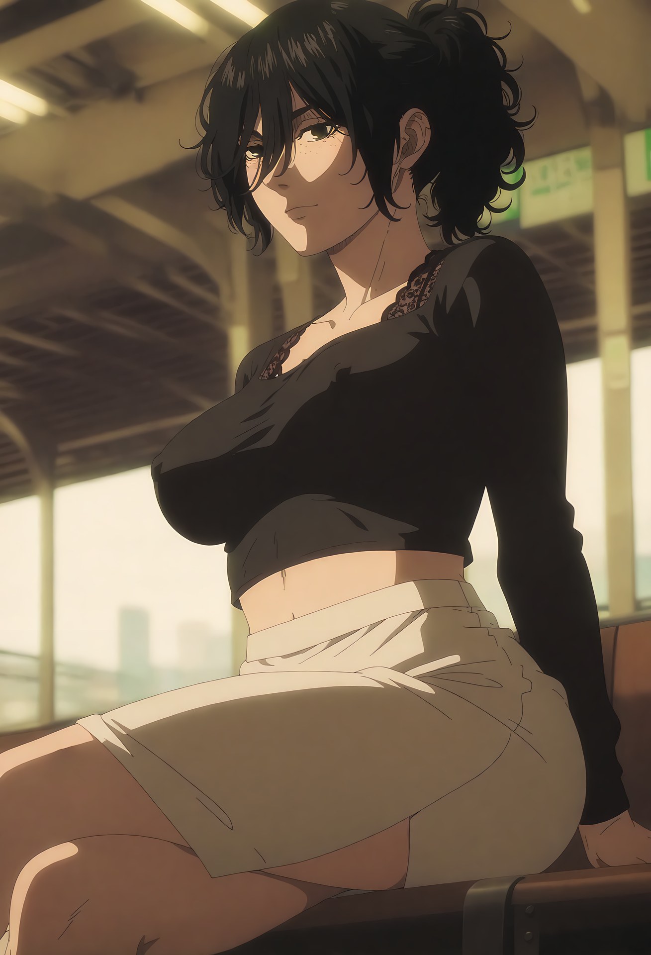 AI Generated Anime Girl - 진격의 거인 미카사 아커만: 흰 스타킹 레이스 속옷 욕실 노출 124P