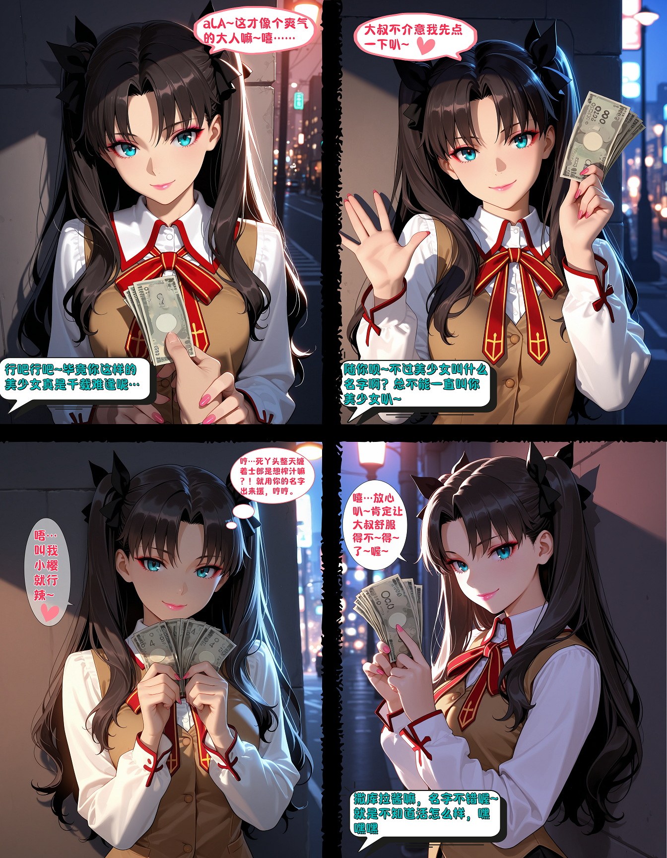 AI Generated Anime Girl - Rin Tohsaka's Money-Making Days: School Uniform Bed Shoot with Exposed Hole 210P