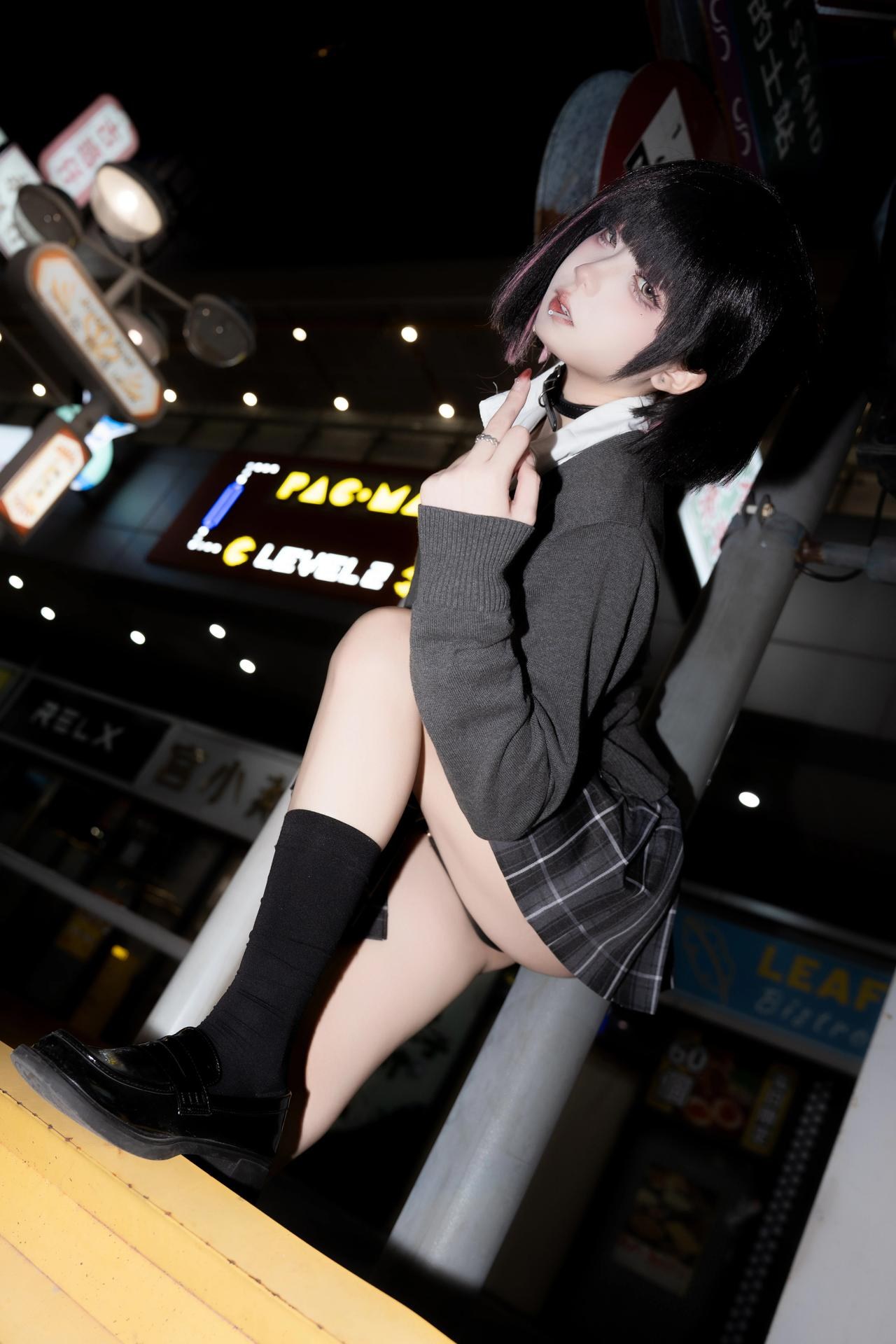 [写真] 纸悦Etsu_ko - 请多关照：夜街JK校服黑丝美腿 45P