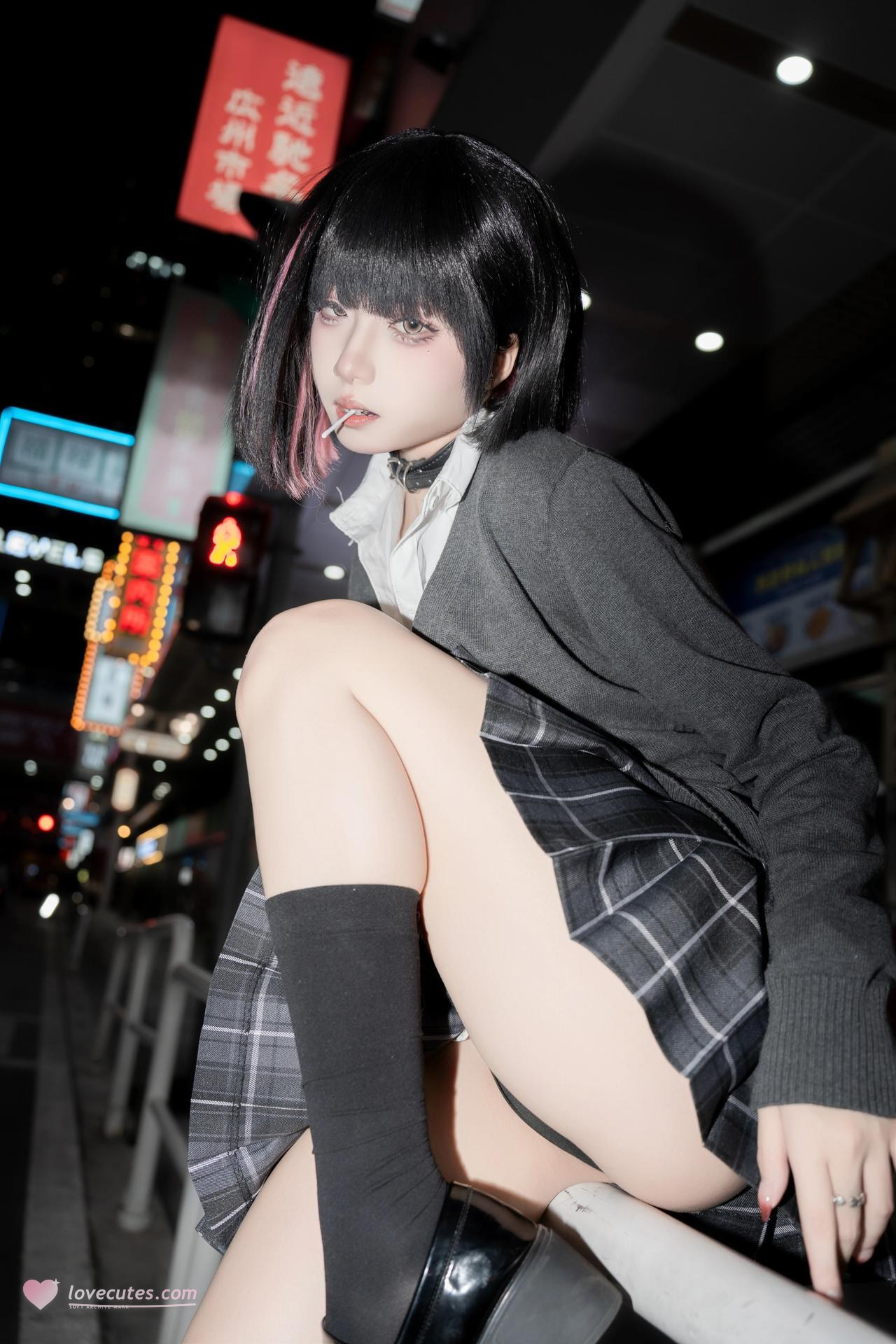 [写真] 纸悦Etsu_ko - 请多关照：夜街JK校服黑丝美腿 45P