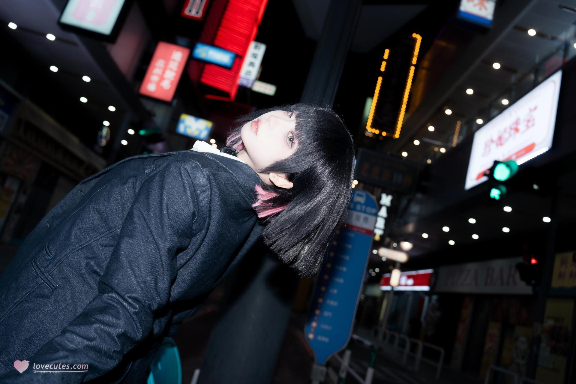 [写真] 纸悦Etsu_ko - よろしくお願いします：夜街JK制服黒スト美脚 45P