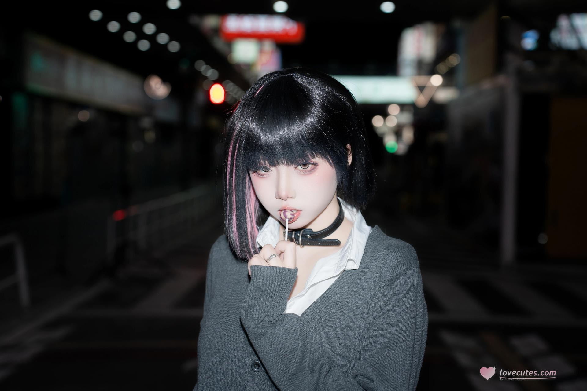 [写真] 纸悦Etsu_ko - よろしくお願いします：夜街JK制服黒スト美脚 45P