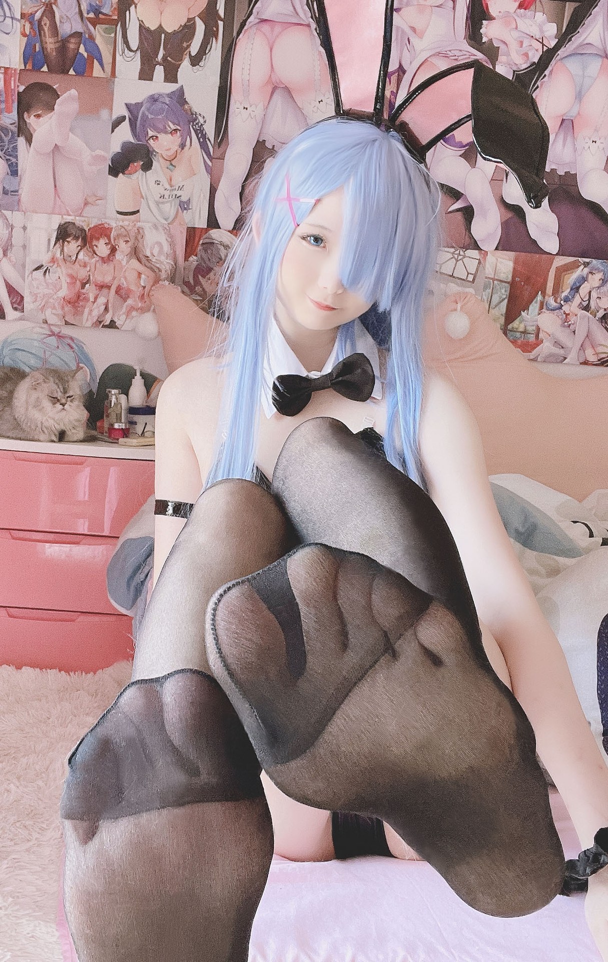 [cosplay] 習呆呆 - 兔耳レム：黒スト露点再現 18P1V