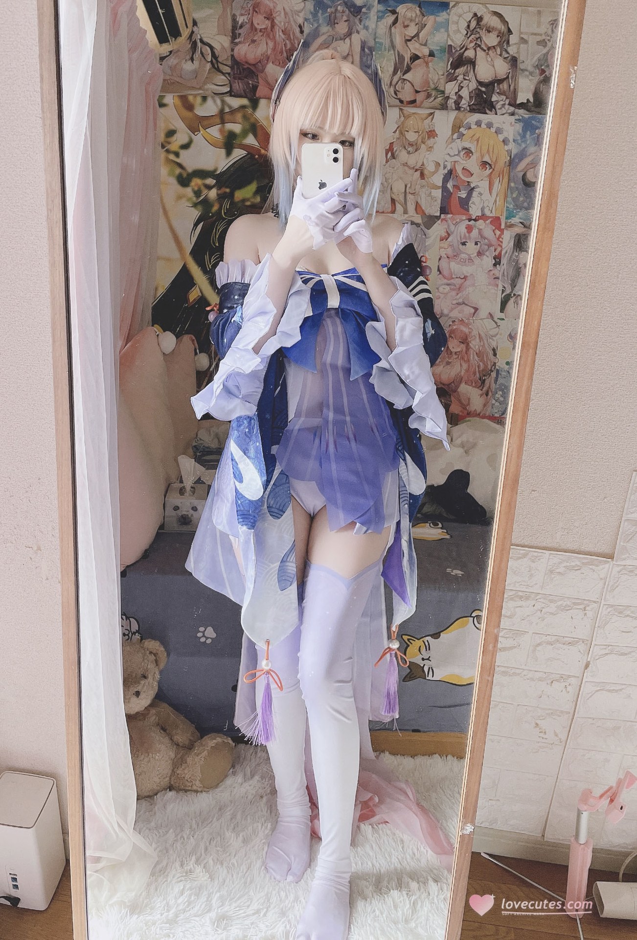 [cosplay] 习呆呆 - 珊瑚宫心海：ถุงน่องขาวเผยจุด สเกลใหญ่ รีดรอน 19P1V
