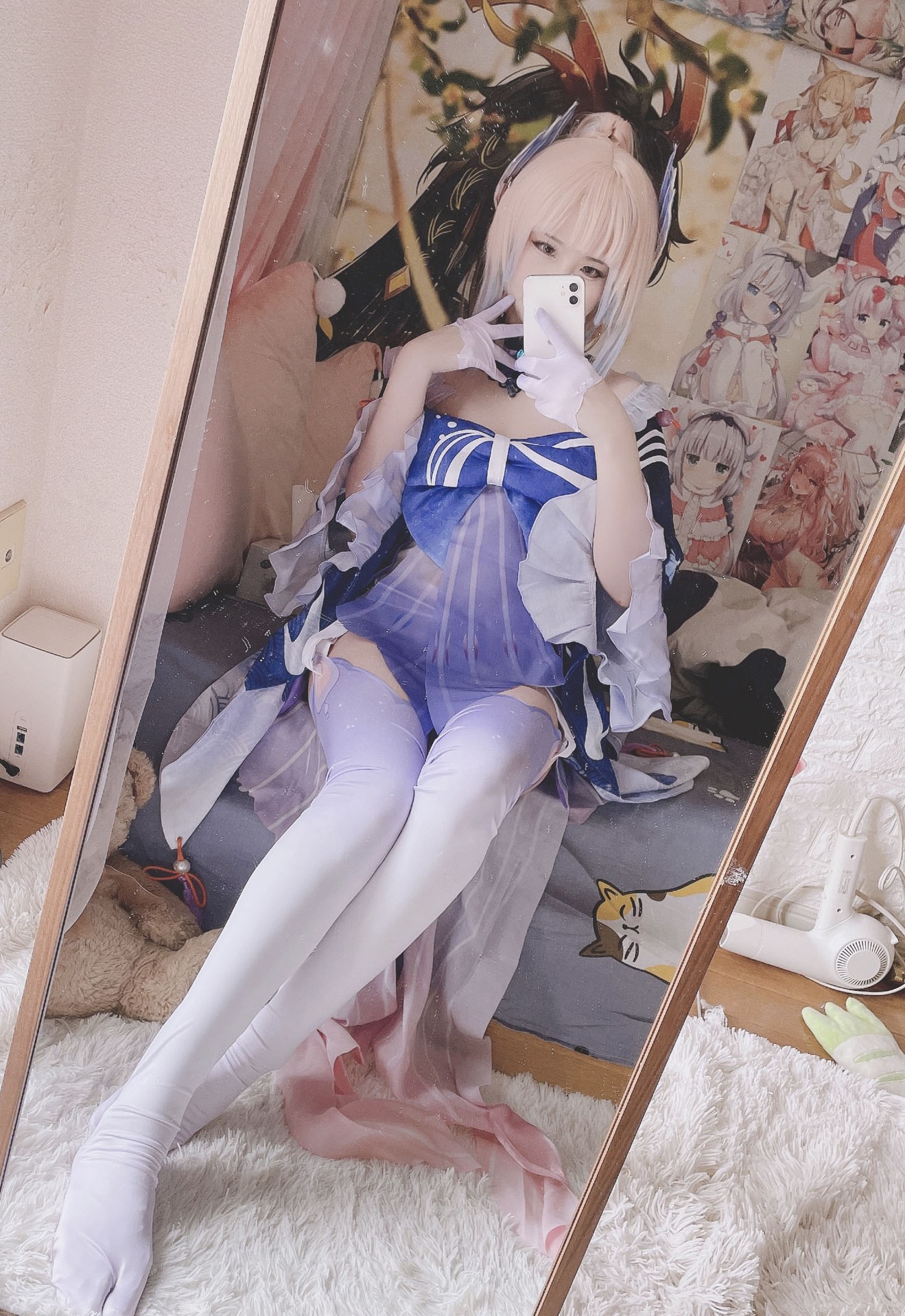 [cosplay] 习呆呆 - 珊瑚宫心海：ถุงน่องขาวเผยจุด สเกลใหญ่ รีดรอน 19P1V