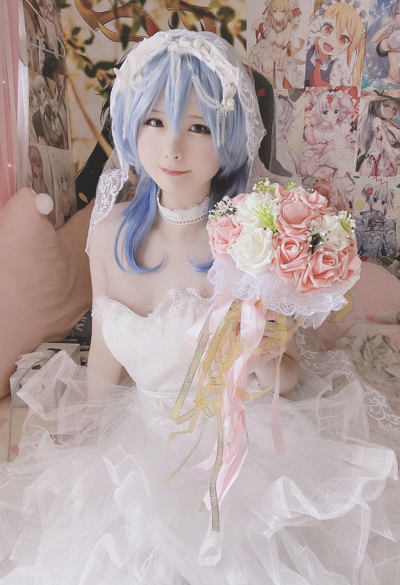 [cosplay] 习呆呆 - 花嫁甘雨：婚纱露点大尺度还原 28P2V