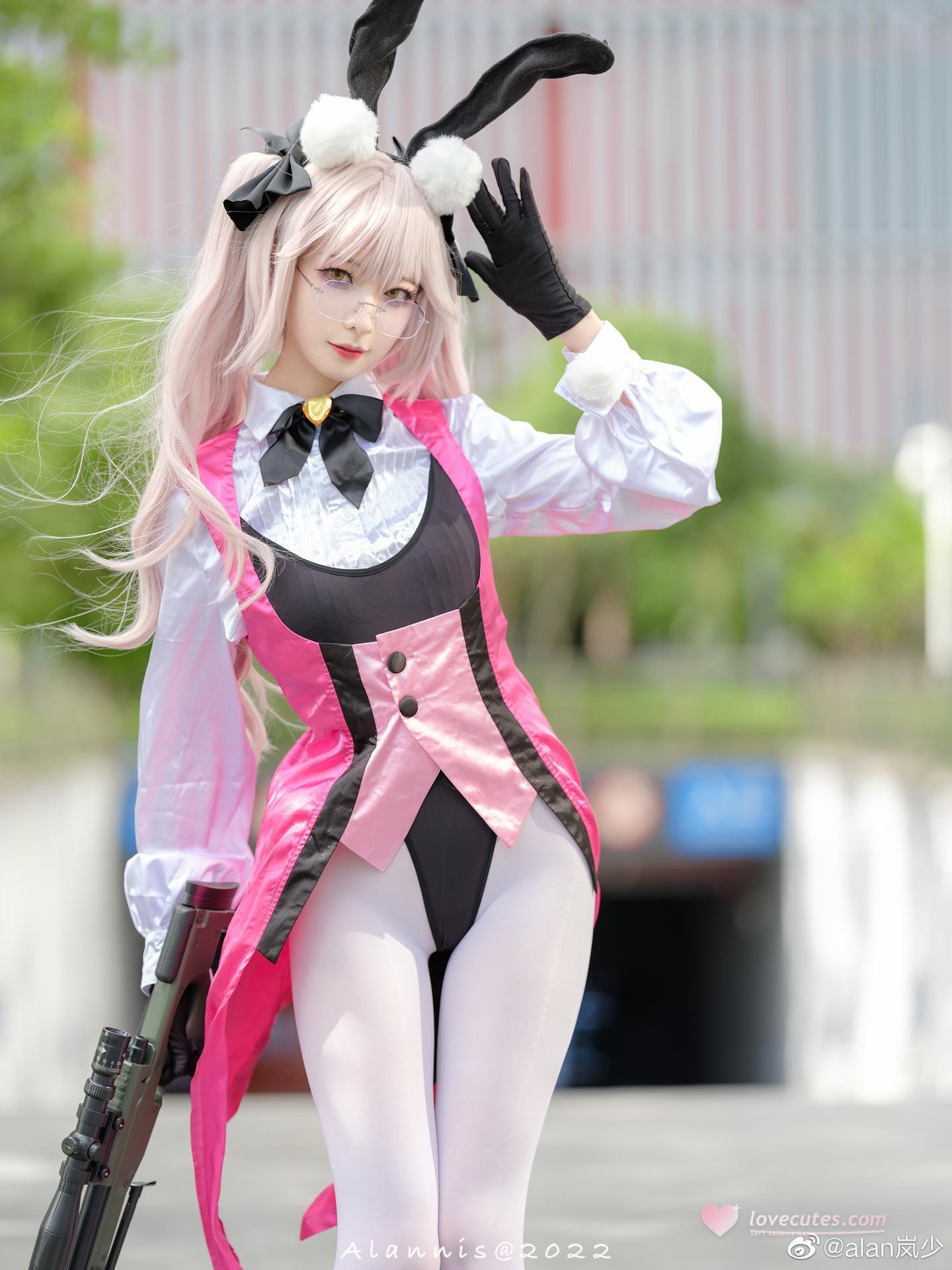[cosplay] 封疆疆v - FGO 光之高扬斯卡娅：ชุดกระต่ายสีชมพู ถุงน่องสีขาว ขาสวย 27P