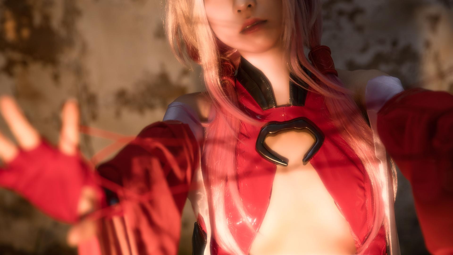 [cosplay] G44 Does Not Get Hurt - Guilty Crown Inori Yuzuriha: red dress ruins long hair long legs 20P