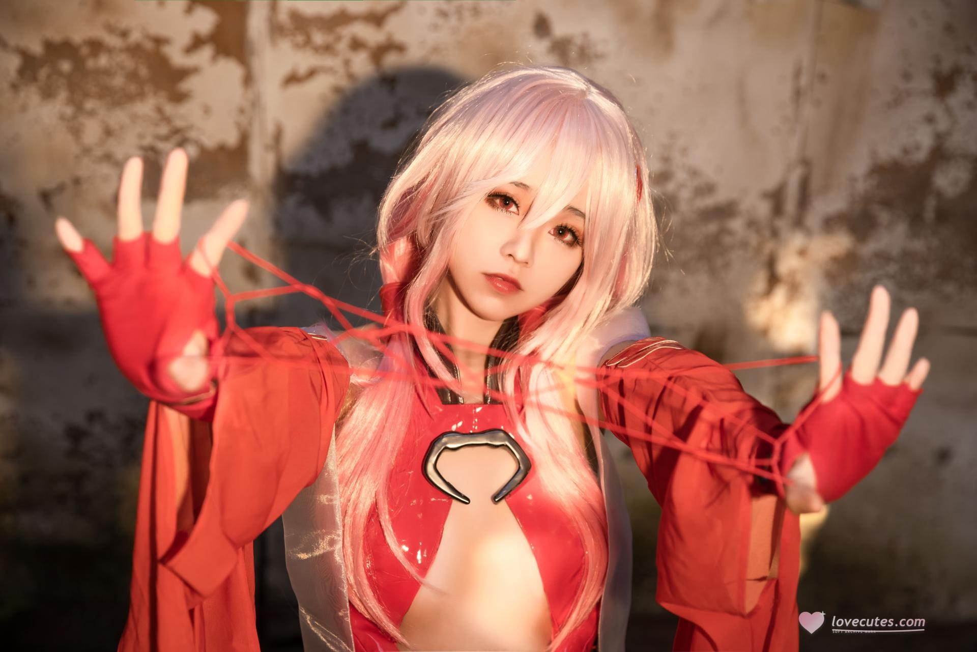 [cosplay] G44 Does Not Get Hurt - Guilty Crown Inori Yuzuriha: red dress ruins long hair long legs 20P