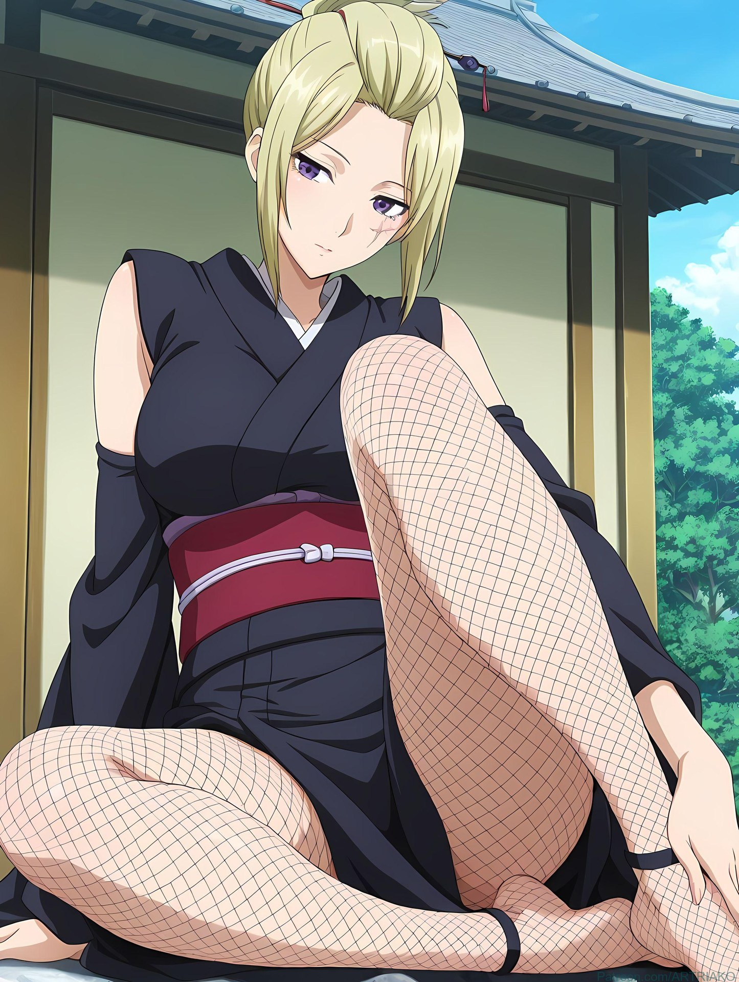 AI Generated Anime Girl - 銀魂 月詠：緊身衣私房露穴 140P