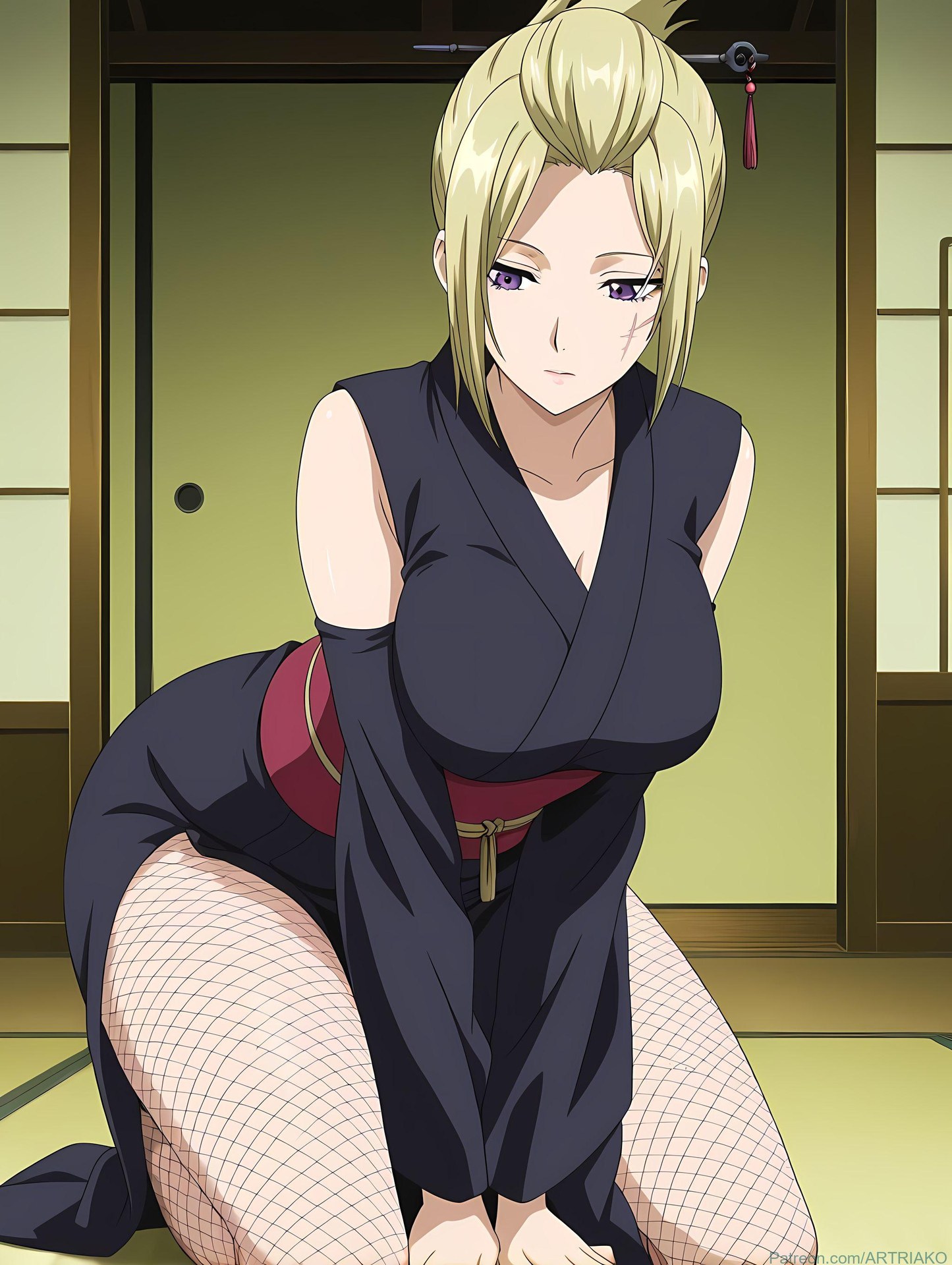 AI Generated Anime Girl - 銀魂 月詠：緊身衣私房露穴 140P