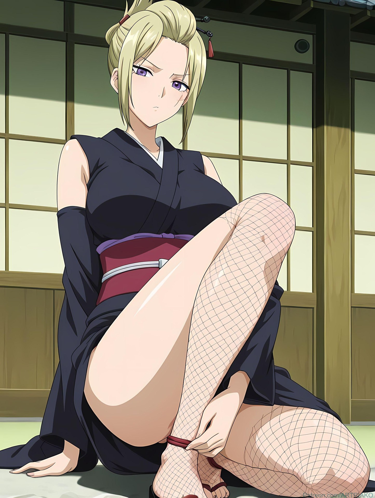 AI Generated Anime Girl - 銀魂 月詠：緊身衣私房露穴 140P