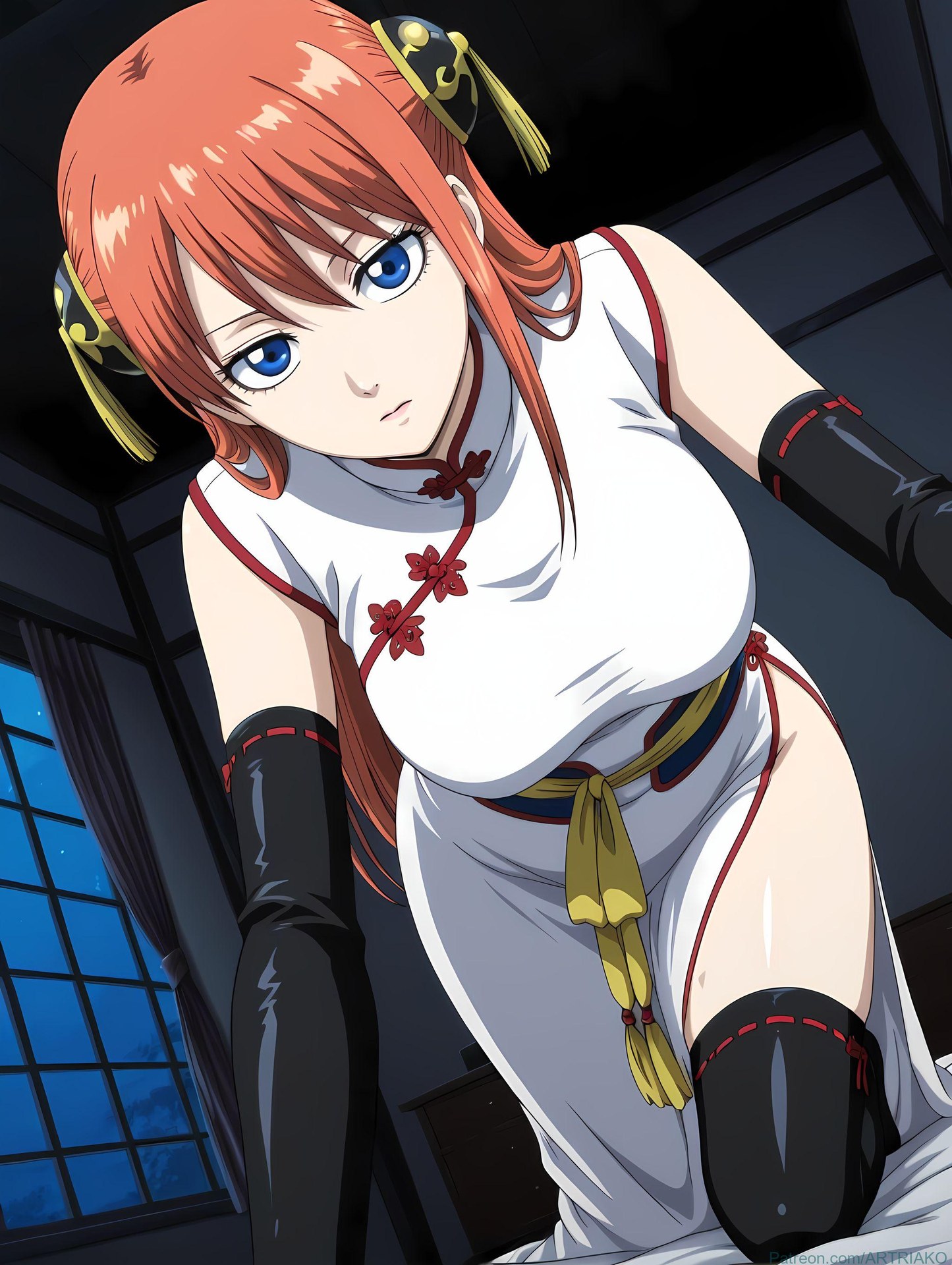 AI Generated Anime Girl - 银魂-神乐：黑丝床拍露穴 182P