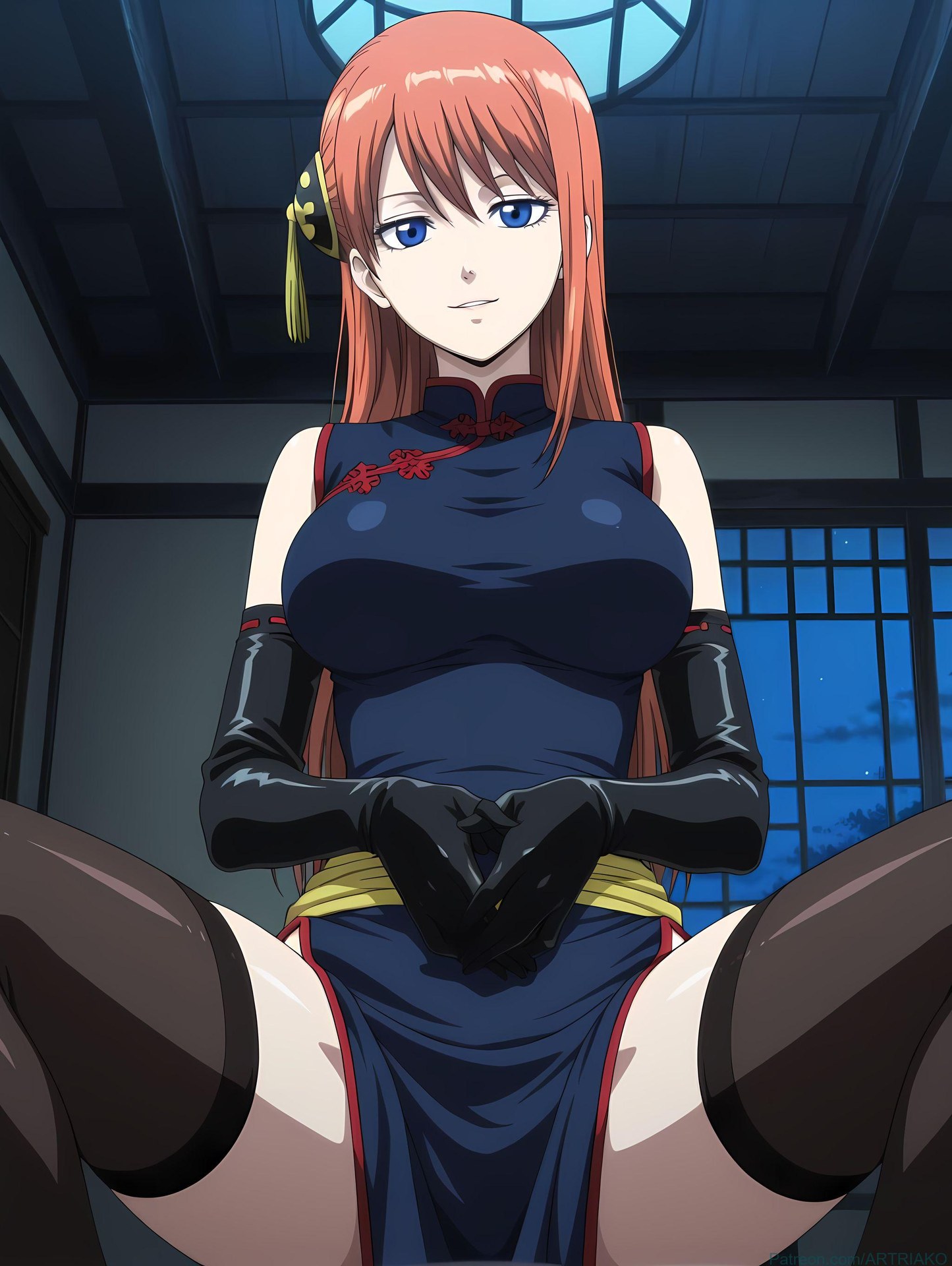 Cô gái anime do AI tạo ra - 银魂-神乐：黑丝床拍露穴 182P