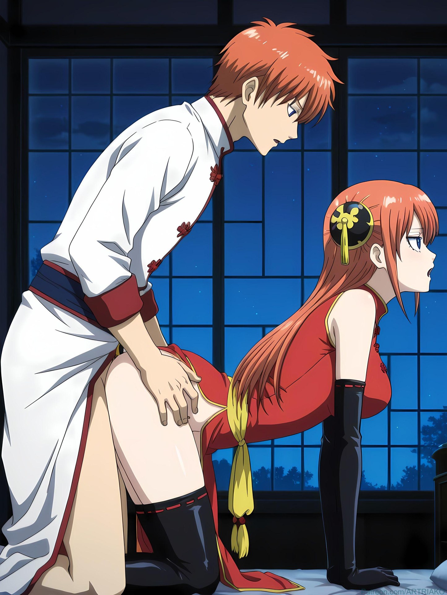 Cô gái anime do AI tạo ra - 银魂-神乐：黑丝床拍露穴 182P