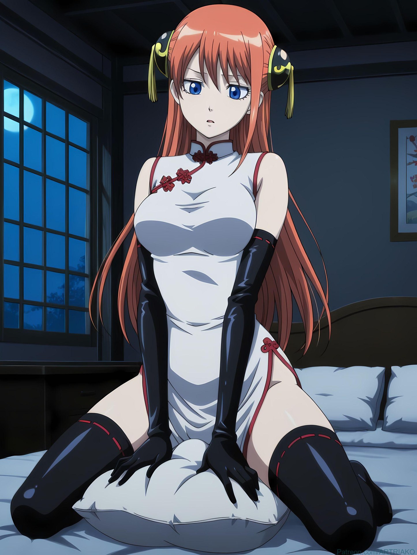 Cô gái anime do AI tạo ra - 银魂-神乐：黑丝床拍露穴 182P