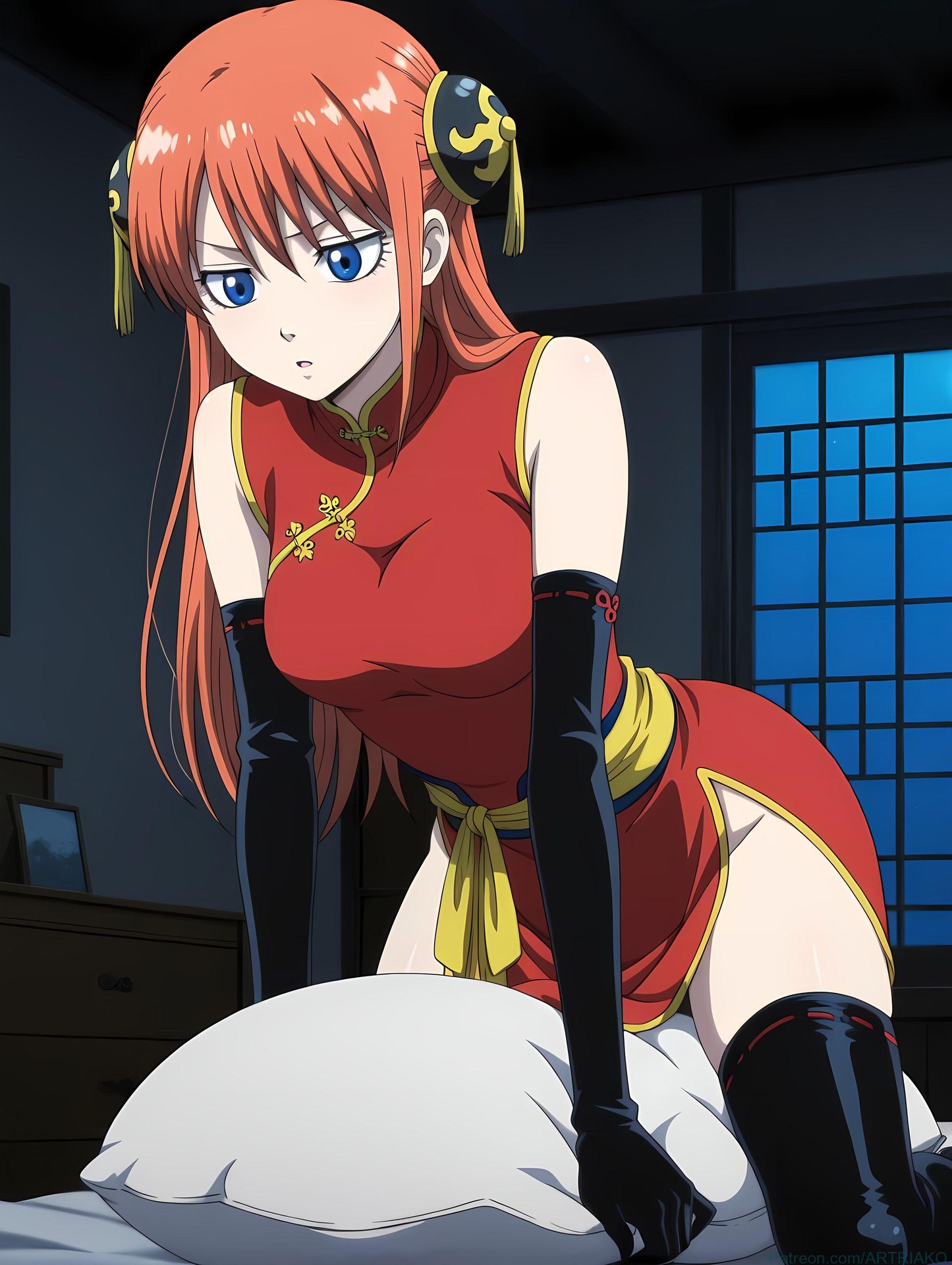 Cô gái anime do AI tạo ra - 银魂-神乐：黑丝床拍露穴 182P