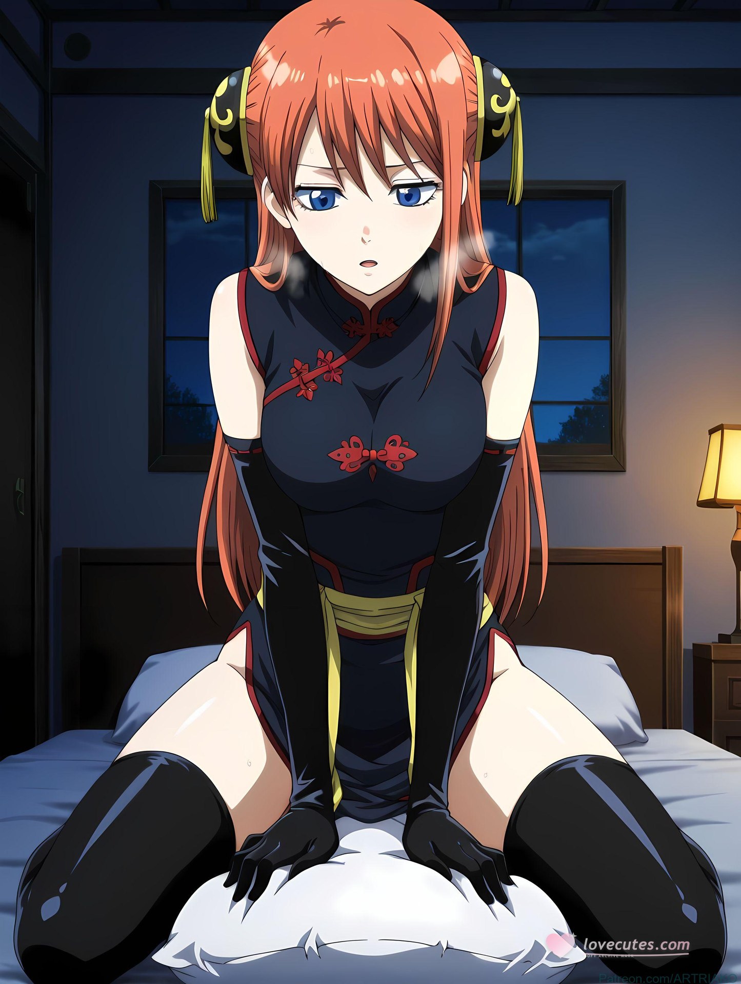 Cô gái anime do AI tạo ra - 银魂-神乐：黑丝床拍露穴 182P