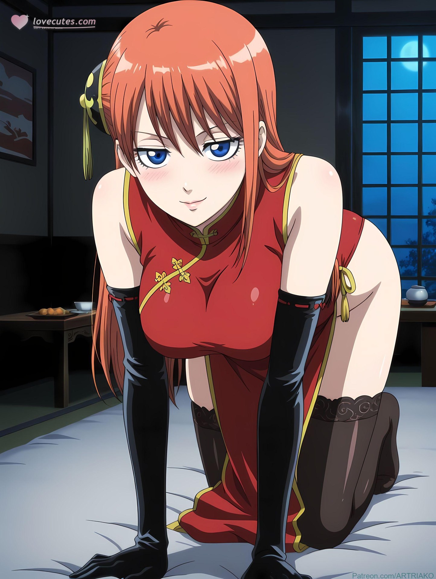 Cô gái anime do AI tạo ra - 银魂-神乐：黑丝床拍露穴 182P